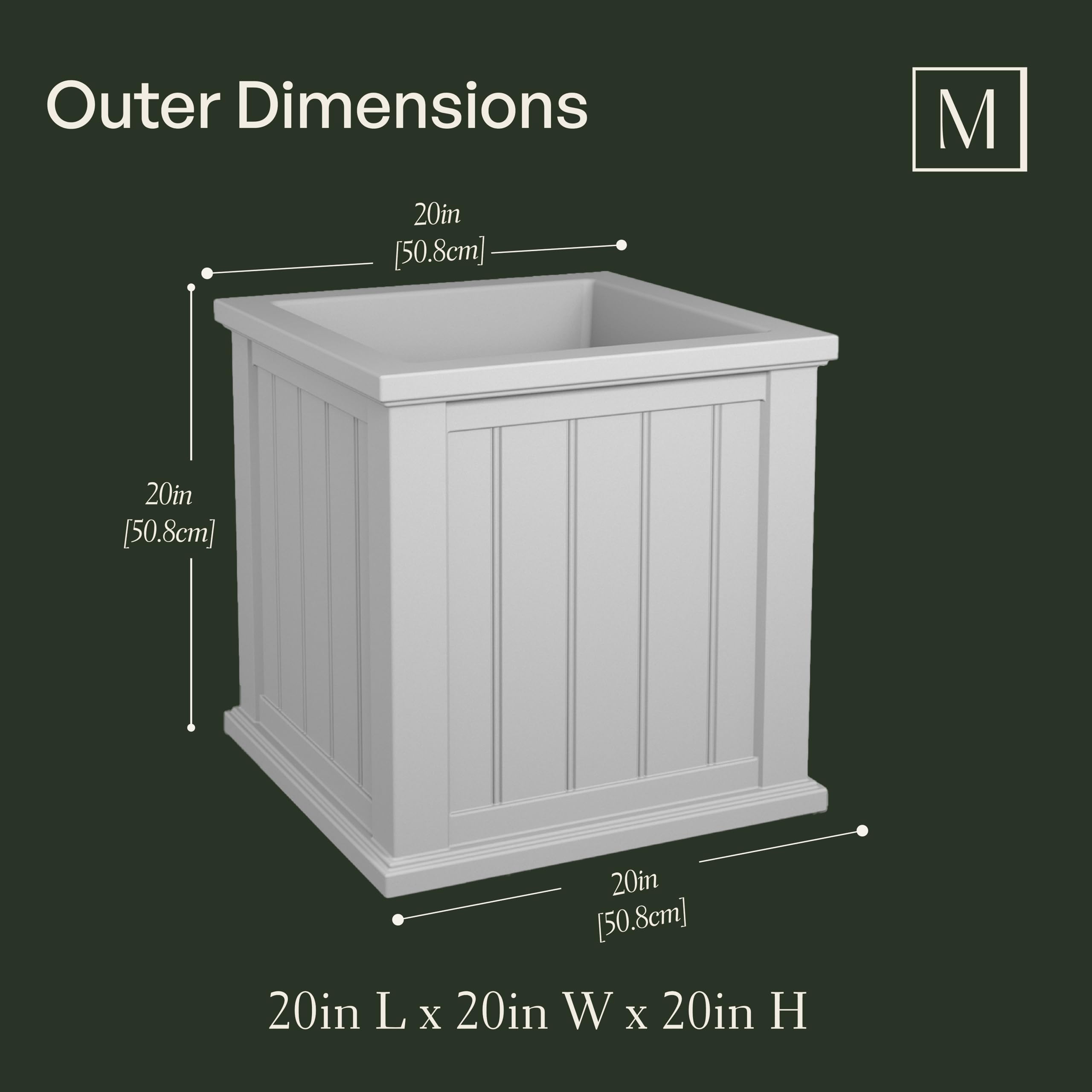 Mayne 4838-W Cape Cod 20x20 Square Polyethylene Planter, 20" x 20", White - Image 3