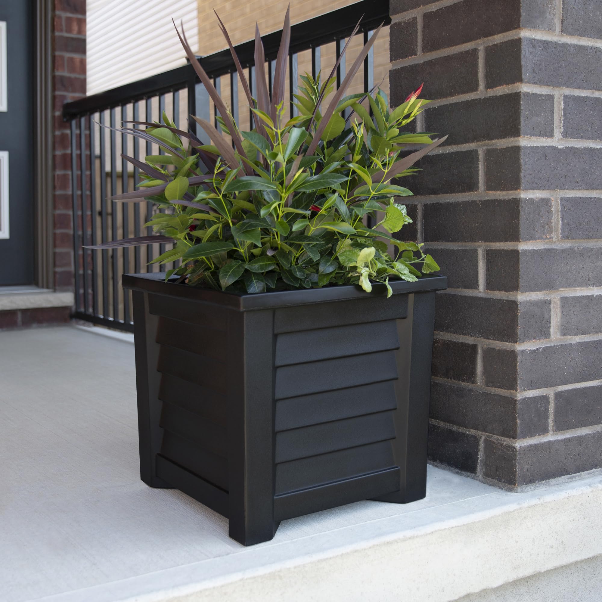 Mayne 5866-B Lakeland Square Patio Planter, 16x16, Black - Image 3