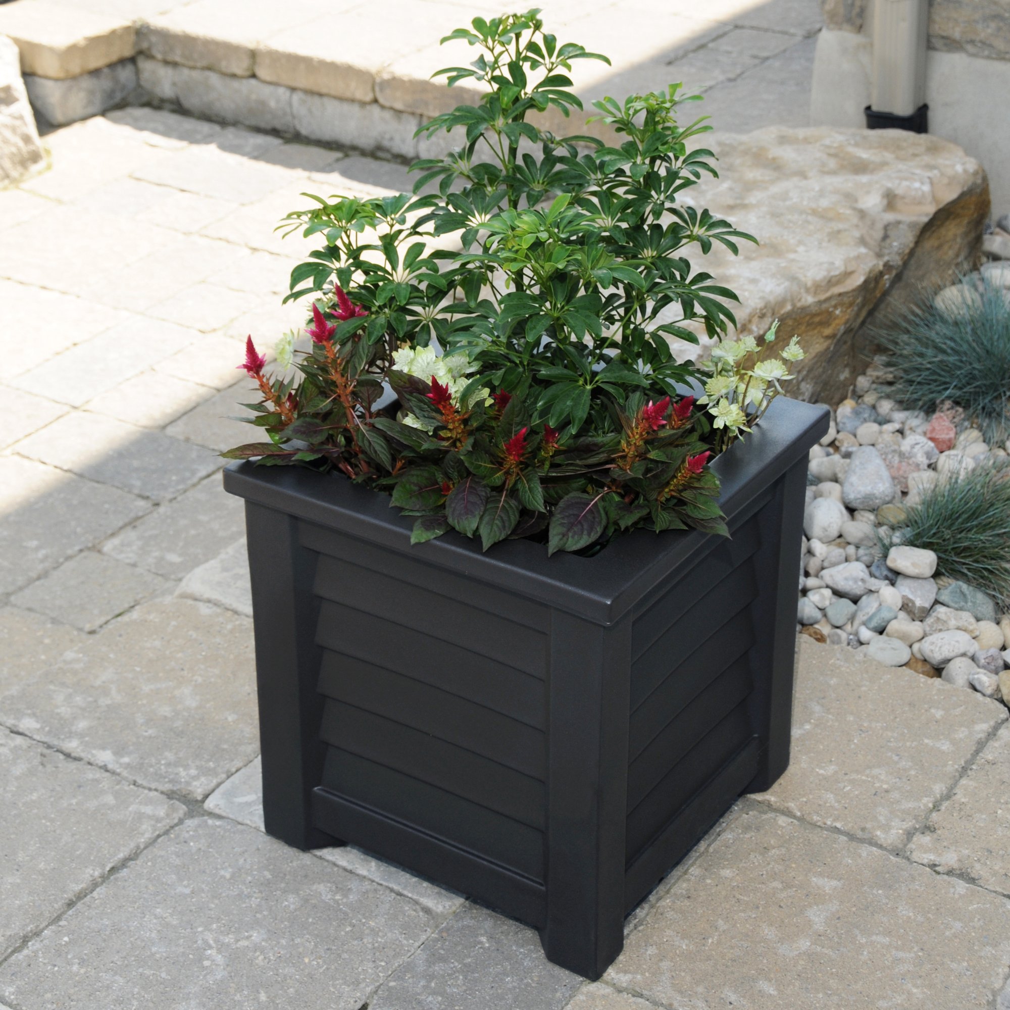 Mayne 5866-B Lakeland Square Patio Planter, 16x16, Black - Image 4
