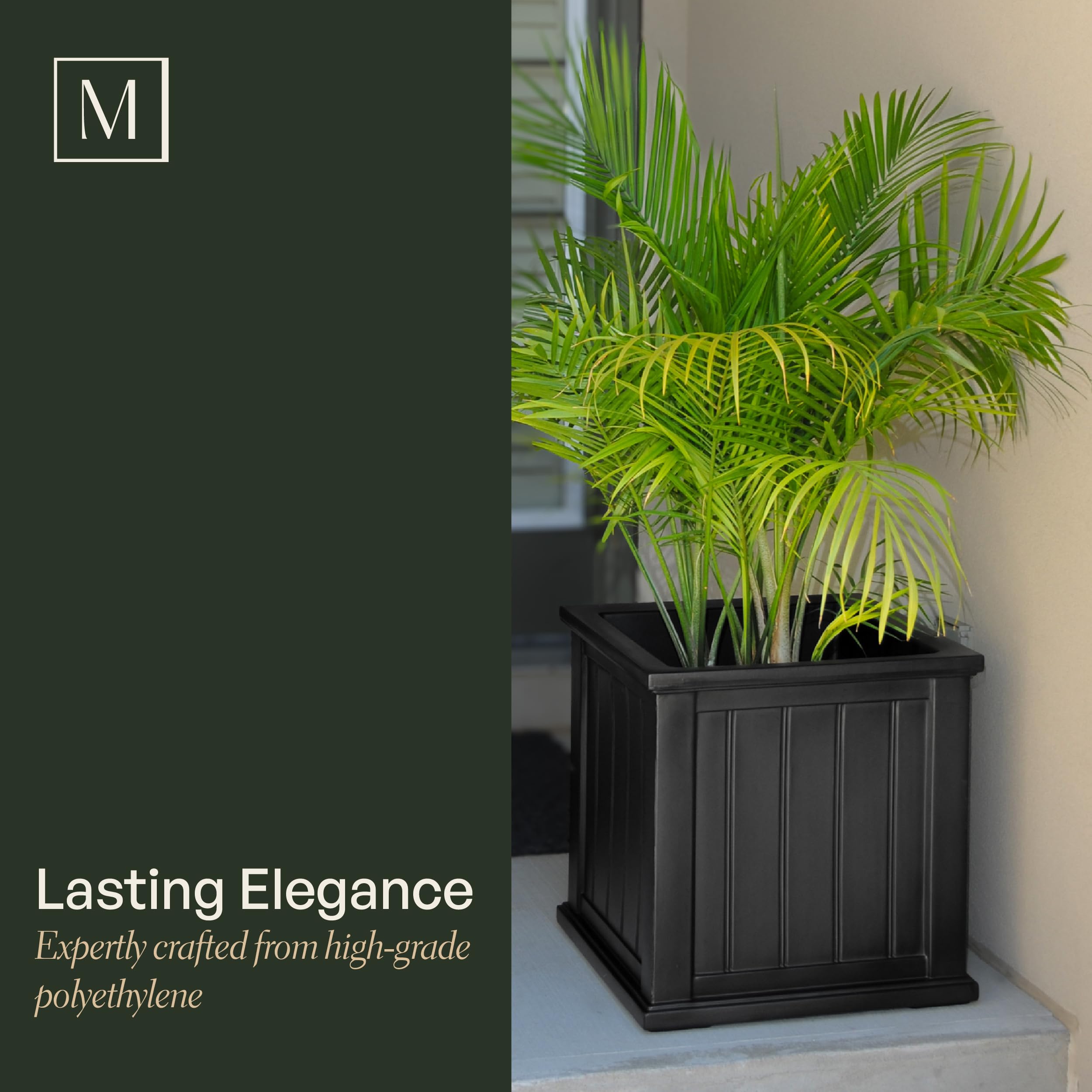 Mayne Cape Cod 14-Inch Square Planter – Self-Watering, Weather-Resistant Planter for Flowers – Durable Outdoor Design for Patio, Porch, or Entryway - Image 3