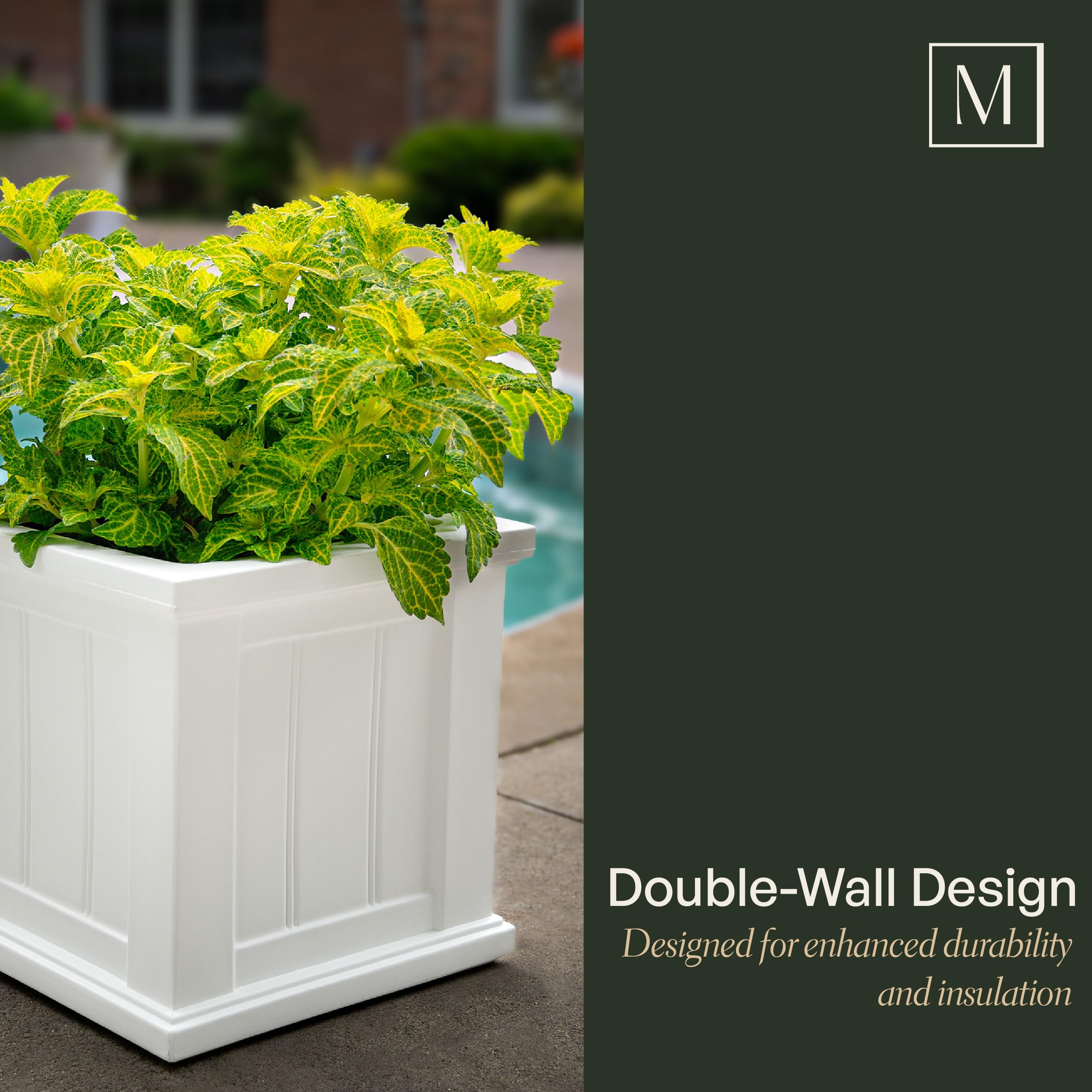 Mayne Cape Cod 14-Inch Square Planter – Self-Watering, Weather-Resistant Planter for Flowers – Durable Outdoor Design for Patio, Porch, or Entryway - Image 5