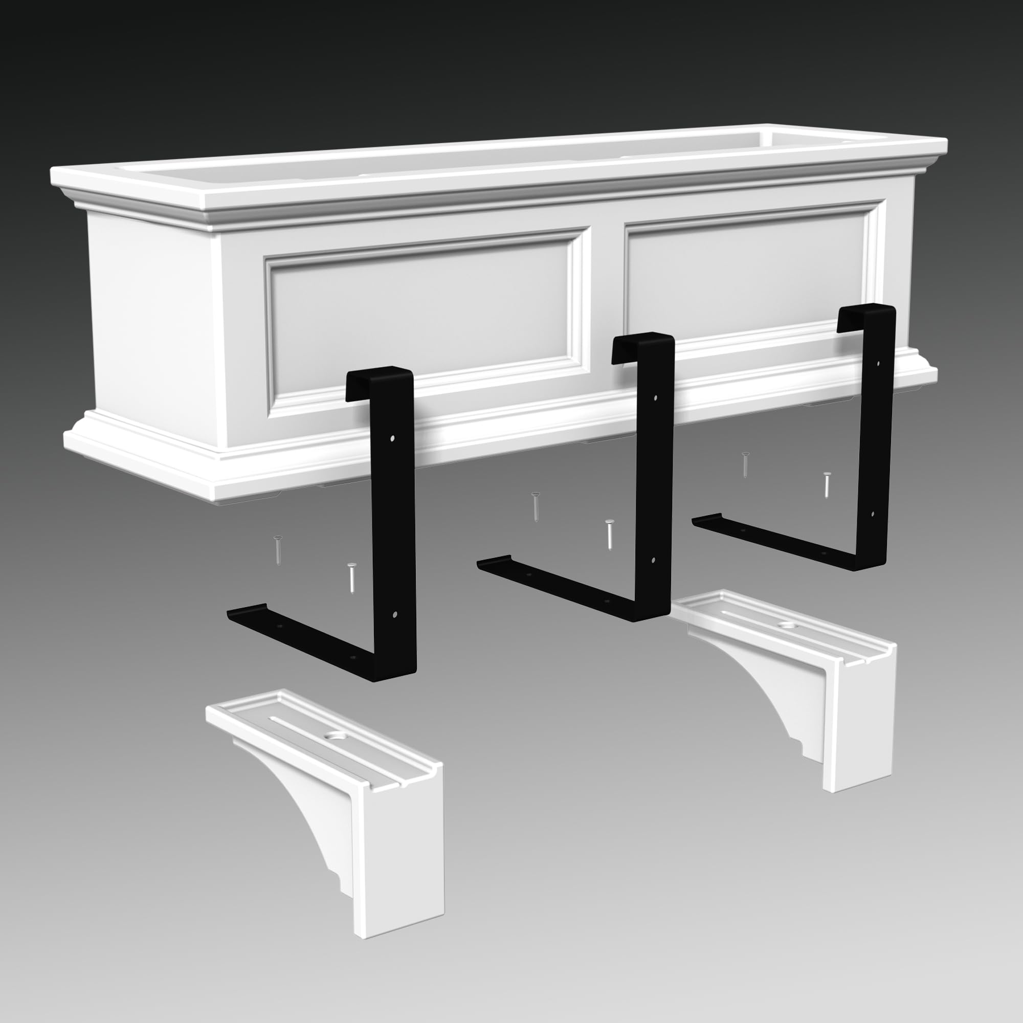 Mayne Fairfield 3ft Self Watering Window Box, Espresso - Bundle with 2 Decorative Wall Brackets, Espresso - Image 6