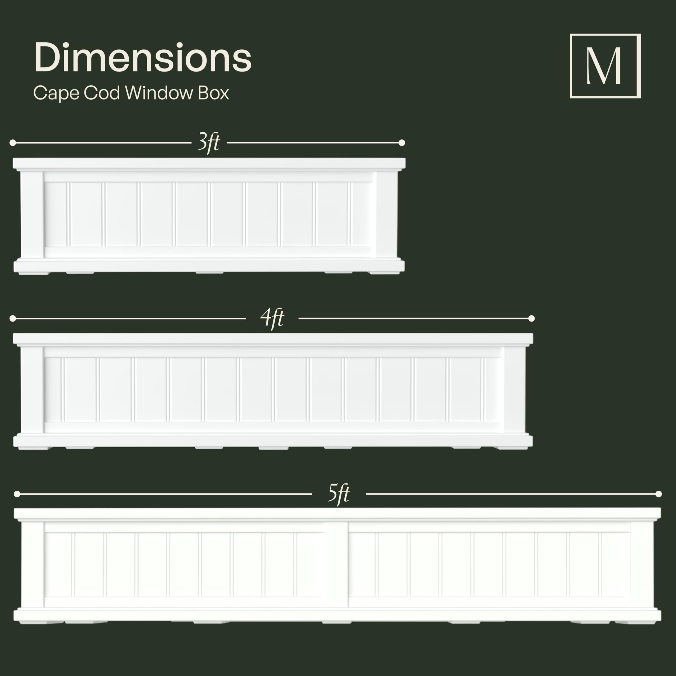 Mayne Cape Cod 4ft Window Box - Black - 48in L x 11in W x 10.8in H - Polyethylene - Built-in Water Reservoir (4841-B) - Image 8