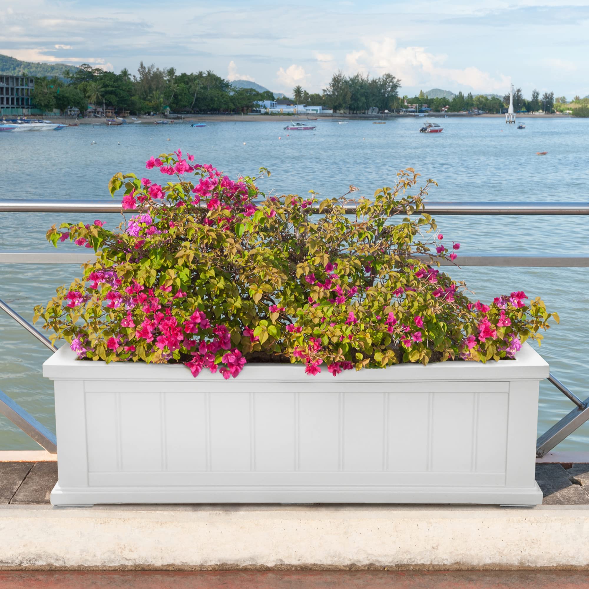 Mayne Cape Cod 3ft Window Box - White - 36in L x 11in W x 10.8in H - with 6.5 Gallon Built-in Water Reservoir (4840-W) - Image 9