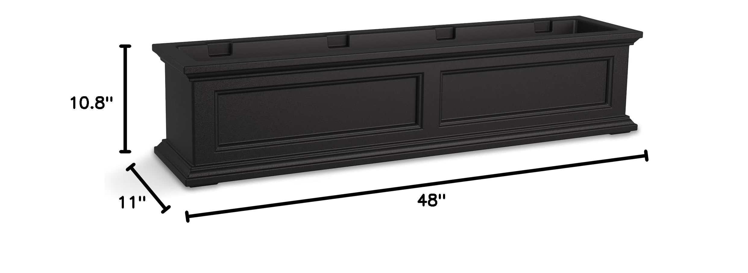 Mayne Fairfield 4ft Window Box - Black - Durable Self Watering Resin Planter with Wall Mount Brackets (5823-B) & Inc Fairfield Decorative Brackets, 2-Pack, Plastic, Black, Standard (5856-B) - Image 8