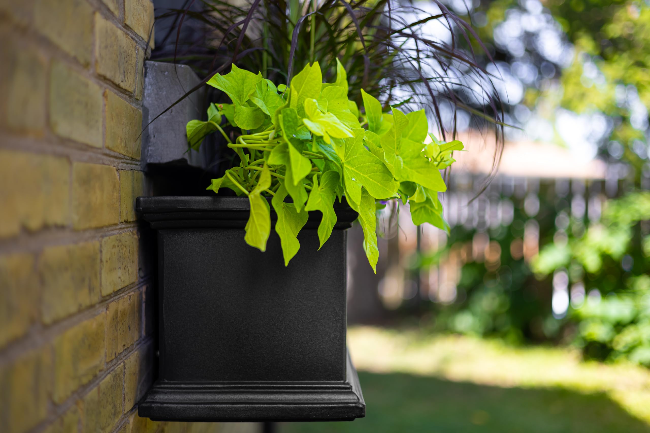 Mayne Fairfield 4ft Window Box, Self Watering Flower Box with Double Wall Design, All Season Fade Resistant Outdoor Window Planter With Steel Mounting Bracket, Black - Image 11