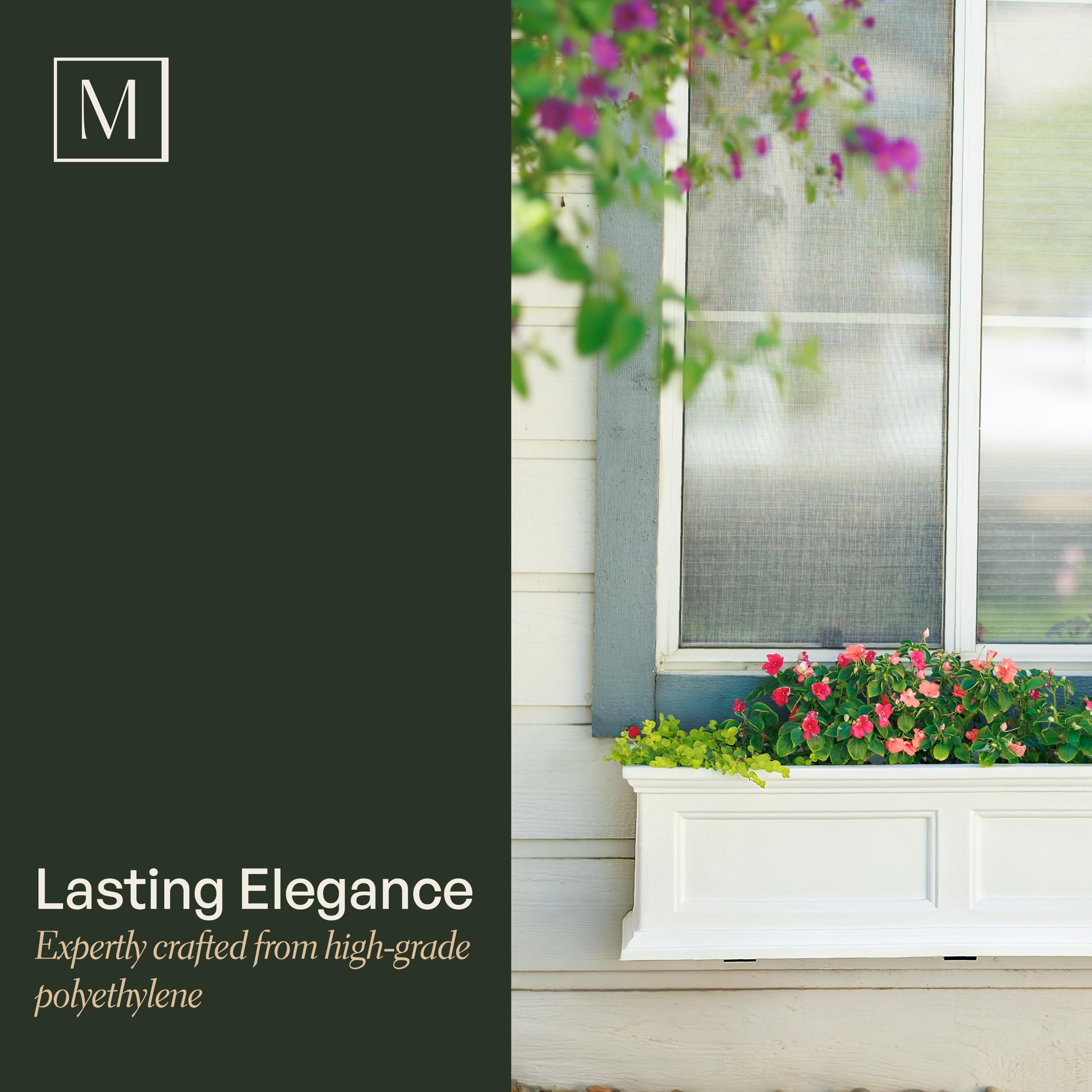 Mayne Fairfield 4ft Window Box, Self Watering Flower Box with Double Wall Design, All Season Fade Resistant Outdoor Window Planter With Steel Mounting Bracket, Black - Image 3