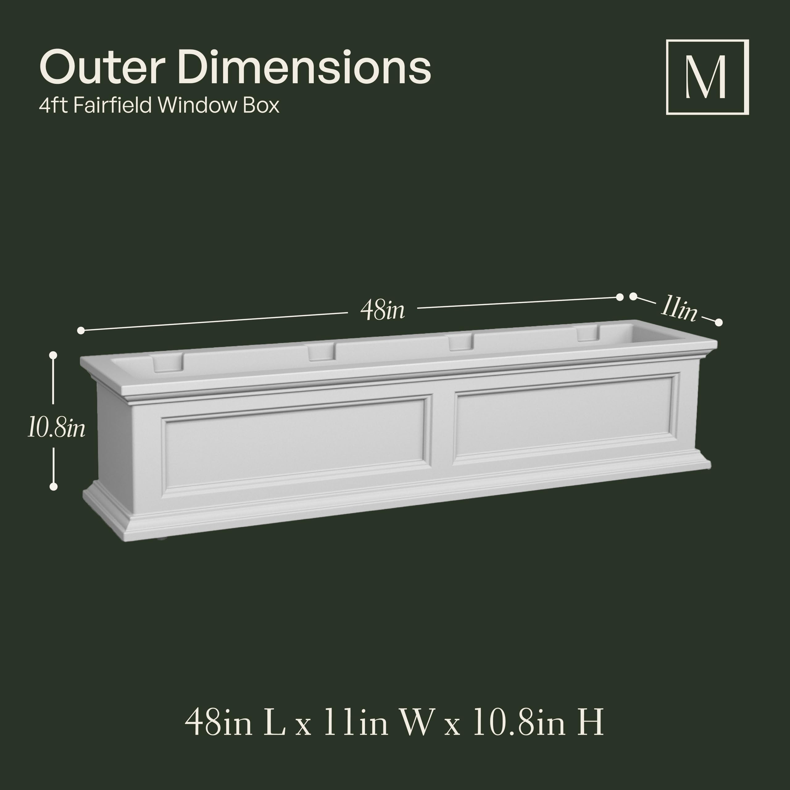 Mayne Fairfield 4ft Window Box, Self Watering Flower Box with Double Wall Design, All Season Fade Resistant Outdoor Window Planter With Steel Mounting Bracket, Black - Image 6