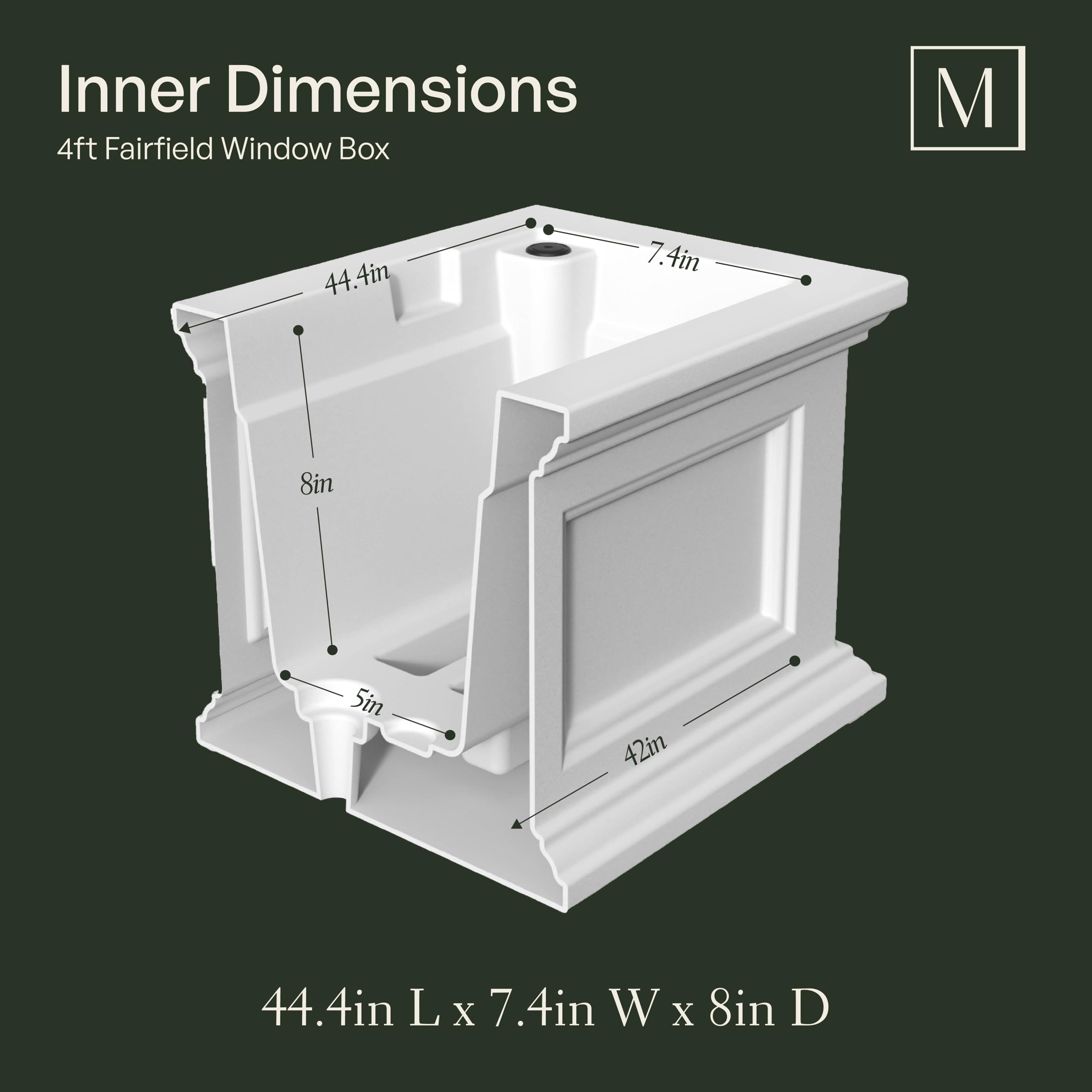 Mayne Fairfield 4ft Window Box, Self Watering Flower Box with Double Wall Design, All Season Fade Resistant Outdoor Window Planter With Steel Mounting Bracket, Black - Image 7