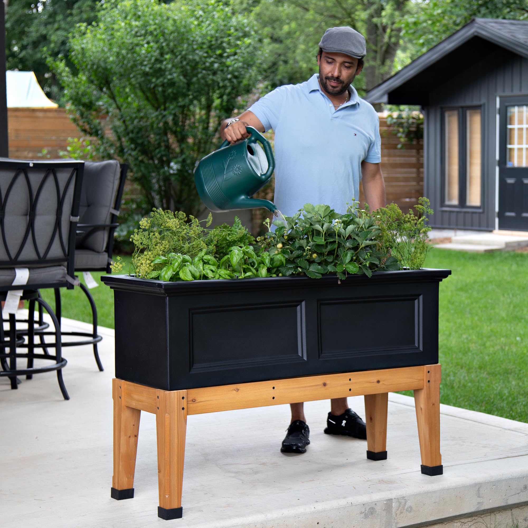 Mayne Fairfield Elevated Garden Bed - Black - 48in L x 18in W x 14in H - Polyethylene - Built-in Water Reservoir (4890-B) - Image 3