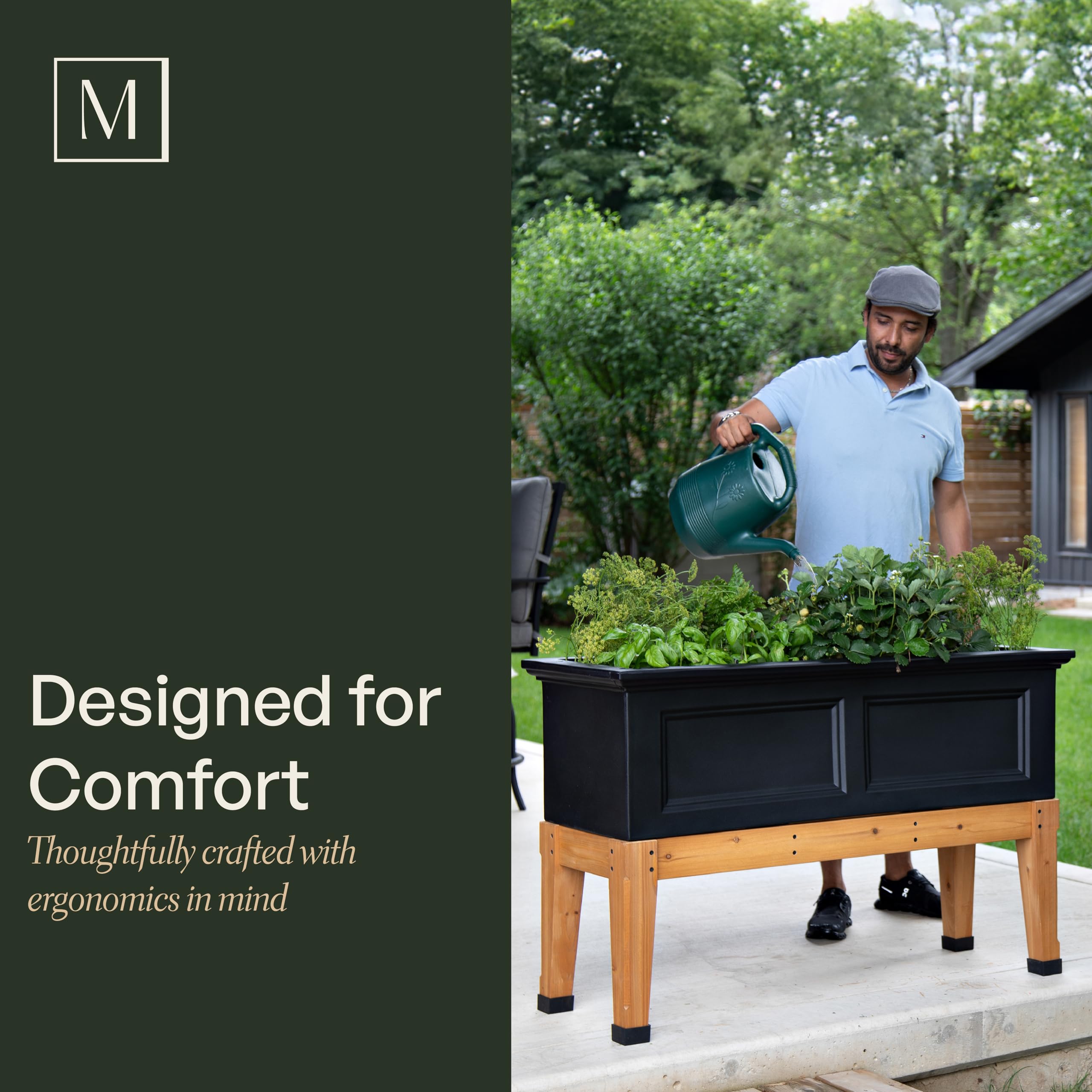 Mayne Fairfield Elevated Garden Bed - Black - 48in L x 18in W x 14in H - Polyethylene - Built-in Water Reservoir (4890-B) - Image 6