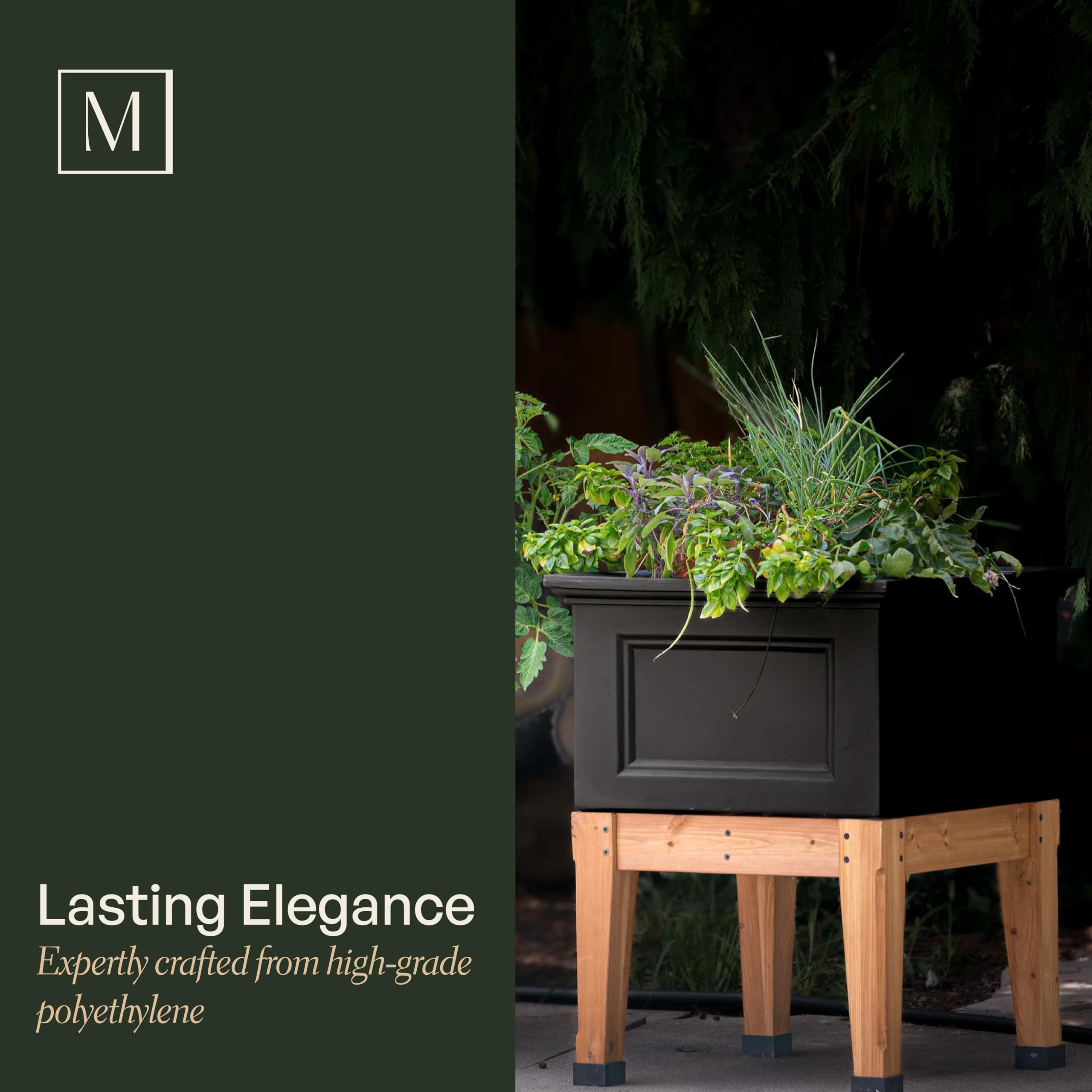 Mayne Fairfield Elevated Garden Bed - Black - 48in L x 18in W x 14in H - Polyethylene - Built-in Water Reservoir (4890-B) - Image 8