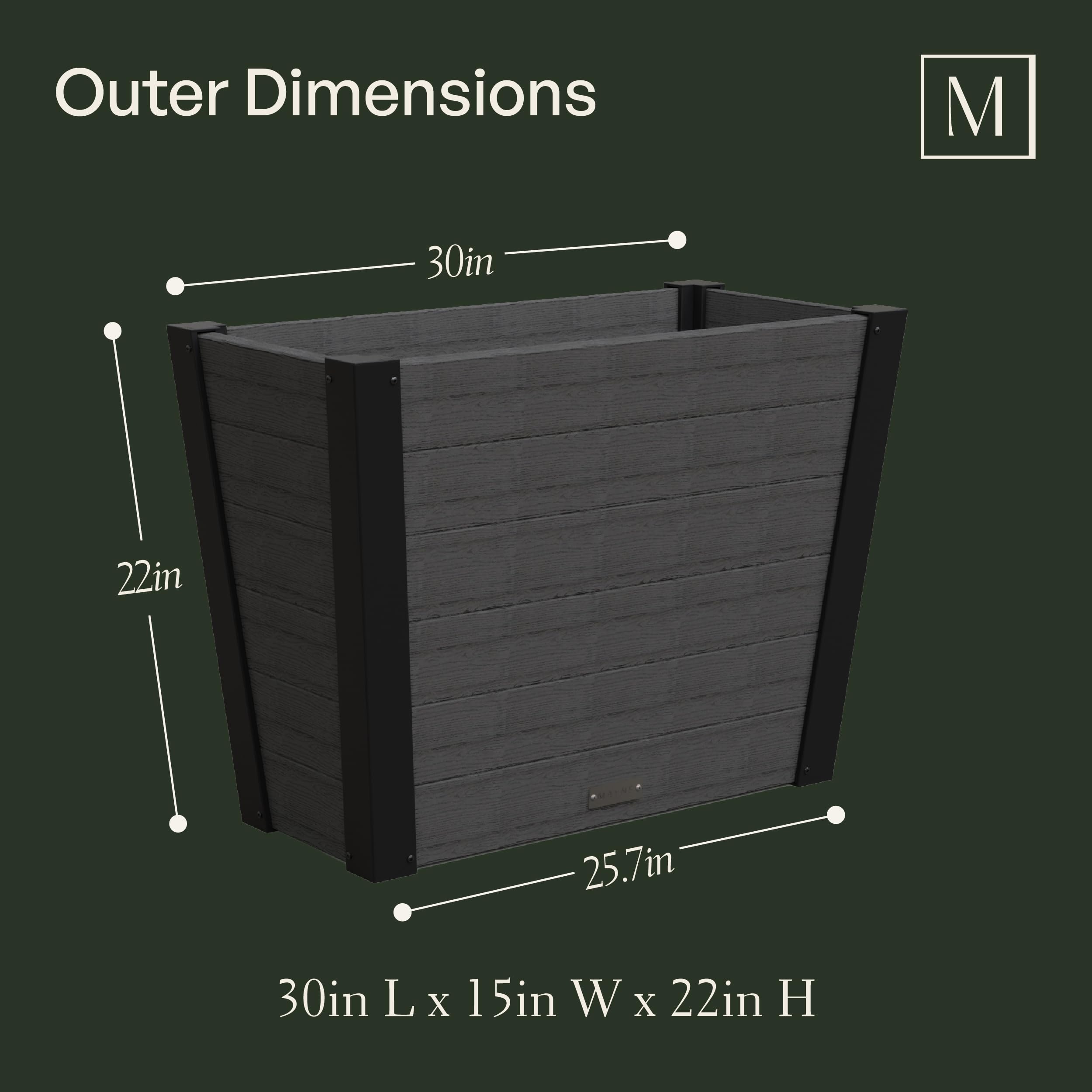 Mayne Horizon 30-Inch Long Rectangular Planter Box – Modern Trough-Style Faux Wood Grain Design for Outdoor Spaces, Durable All-Season Flower Box with Drainage Hole, Easy Assembly - Image 4