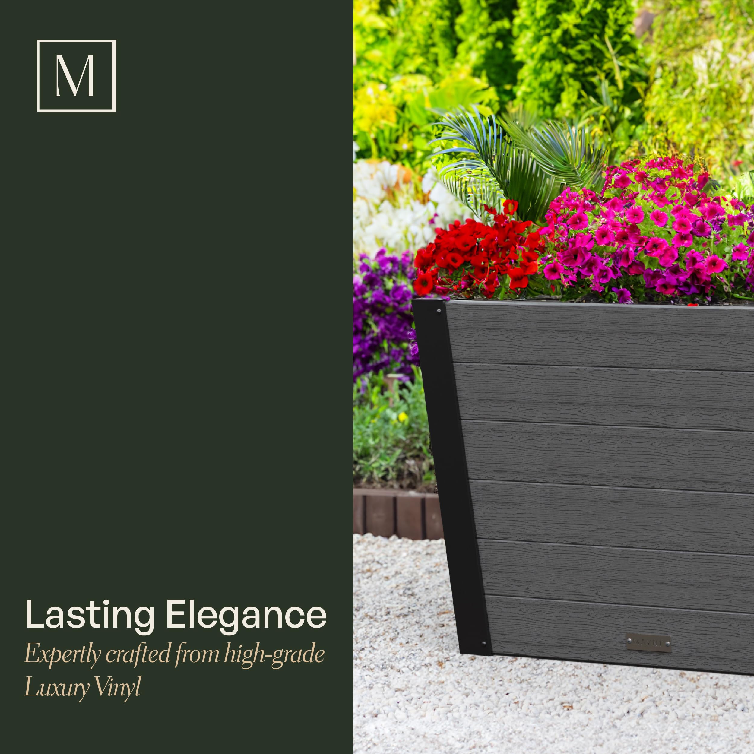 Mayne Horizon 30-Inch Long Rectangular Planter Box – Modern Trough-Style Faux Wood Grain Design for Outdoor Spaces, Durable All-Season Flower Box with Drainage Hole, Easy Assembly - Image 6