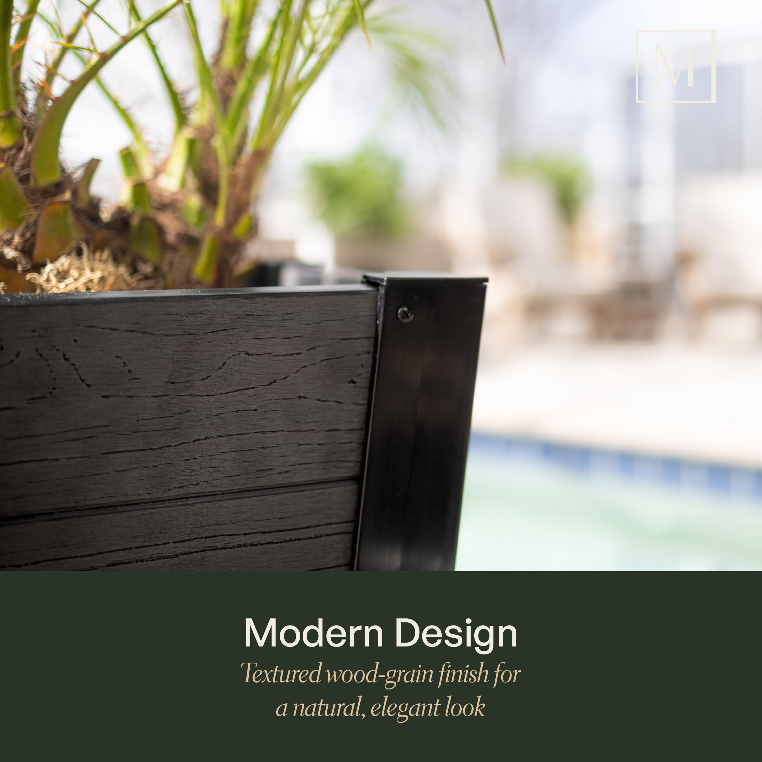 Mayne Horizon 30-Inch Long Rectangular Planter Box – Modern Trough-Style Faux Wood Grain Design for Outdoor Spaces, Durable All-Season Flower Box with Drainage Hole, Easy Assembly - Image 7