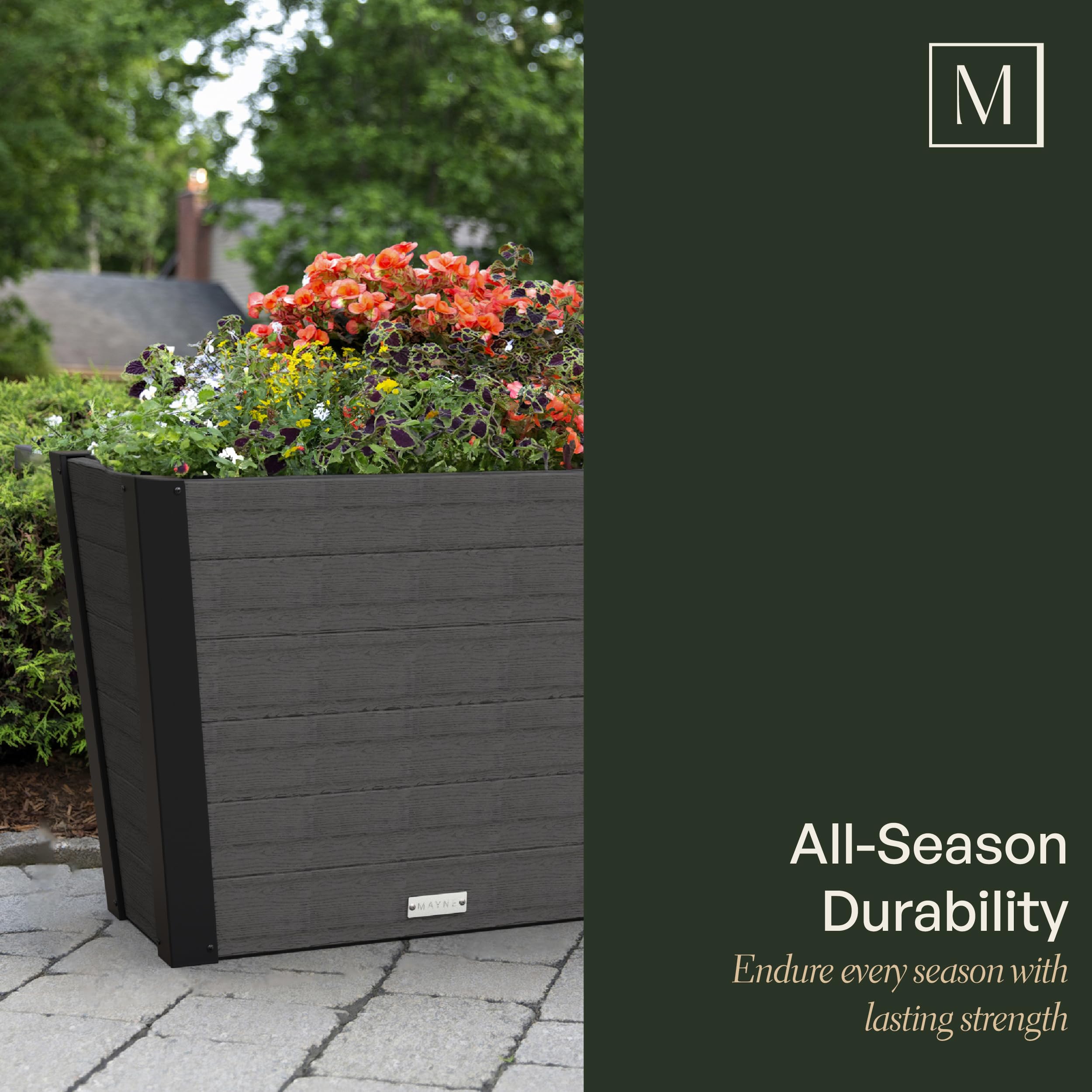 Mayne Horizon 30-Inch Long Rectangular Planter Box – Modern Trough-Style Faux Wood Grain Design for Outdoor Spaces, Durable All-Season Flower Box with Drainage Hole, Easy Assembly - Image 8