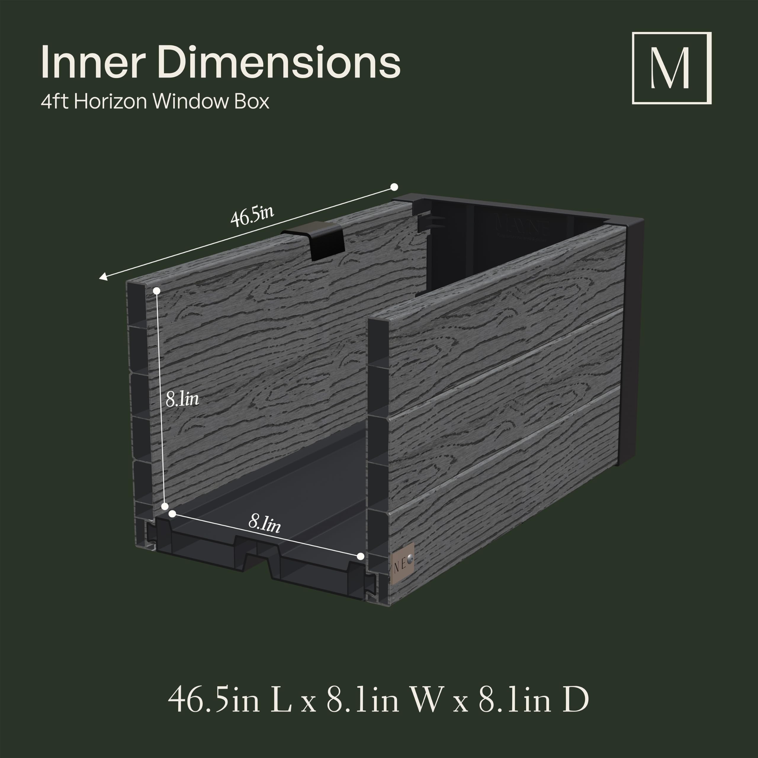 Mayne Horizon 4FT Window Box Planter – Modern Rectangular Faux Wood Grain Design for Windows, Durable All-Season Outdoor Flower Box with Drainage, Easy Installation - Image 5