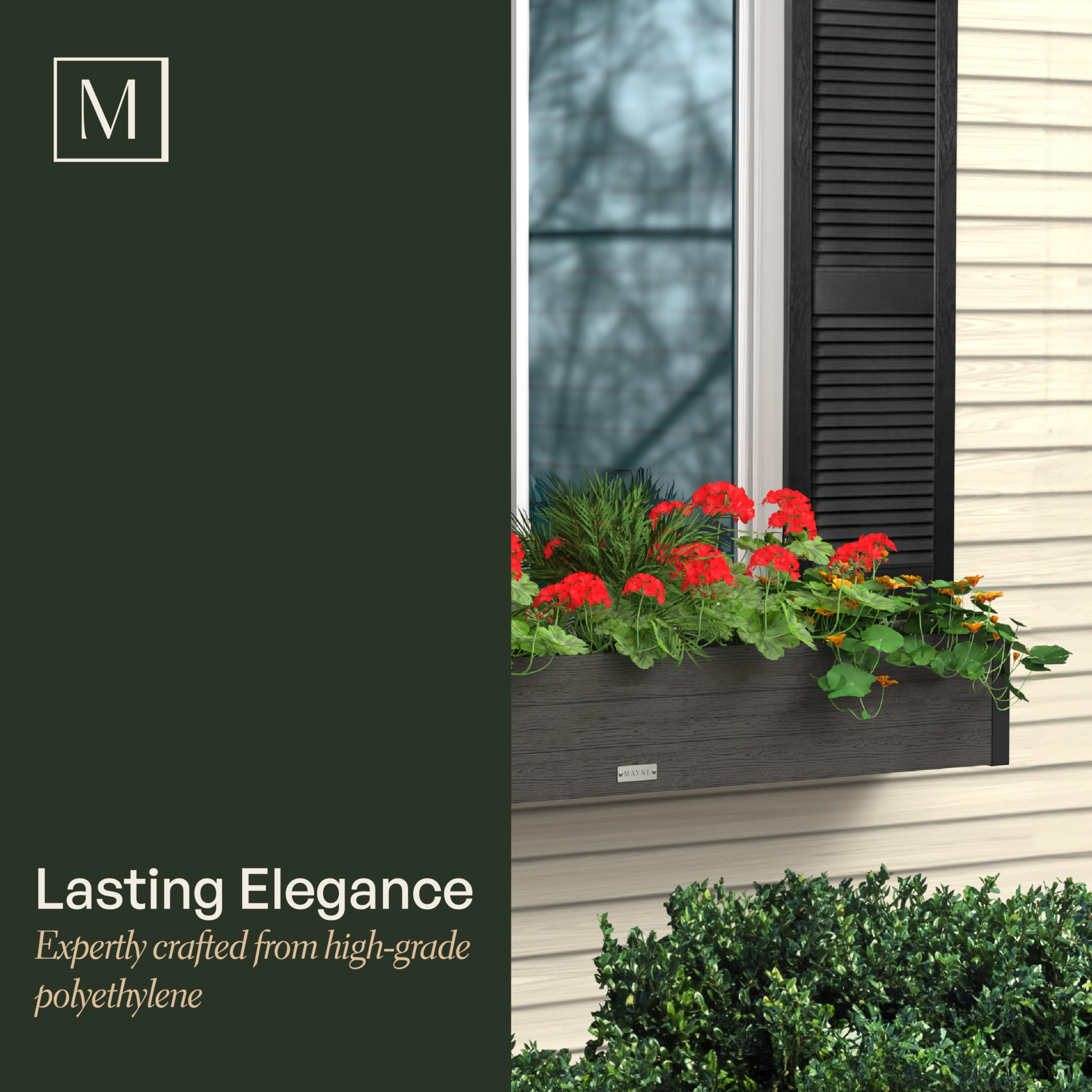 Mayne Horizon 4FT Window Box Planter – Modern Rectangular Faux Wood Grain Design for Windows, Durable All-Season Outdoor Flower Box with Drainage, Easy Installation - Image 6
