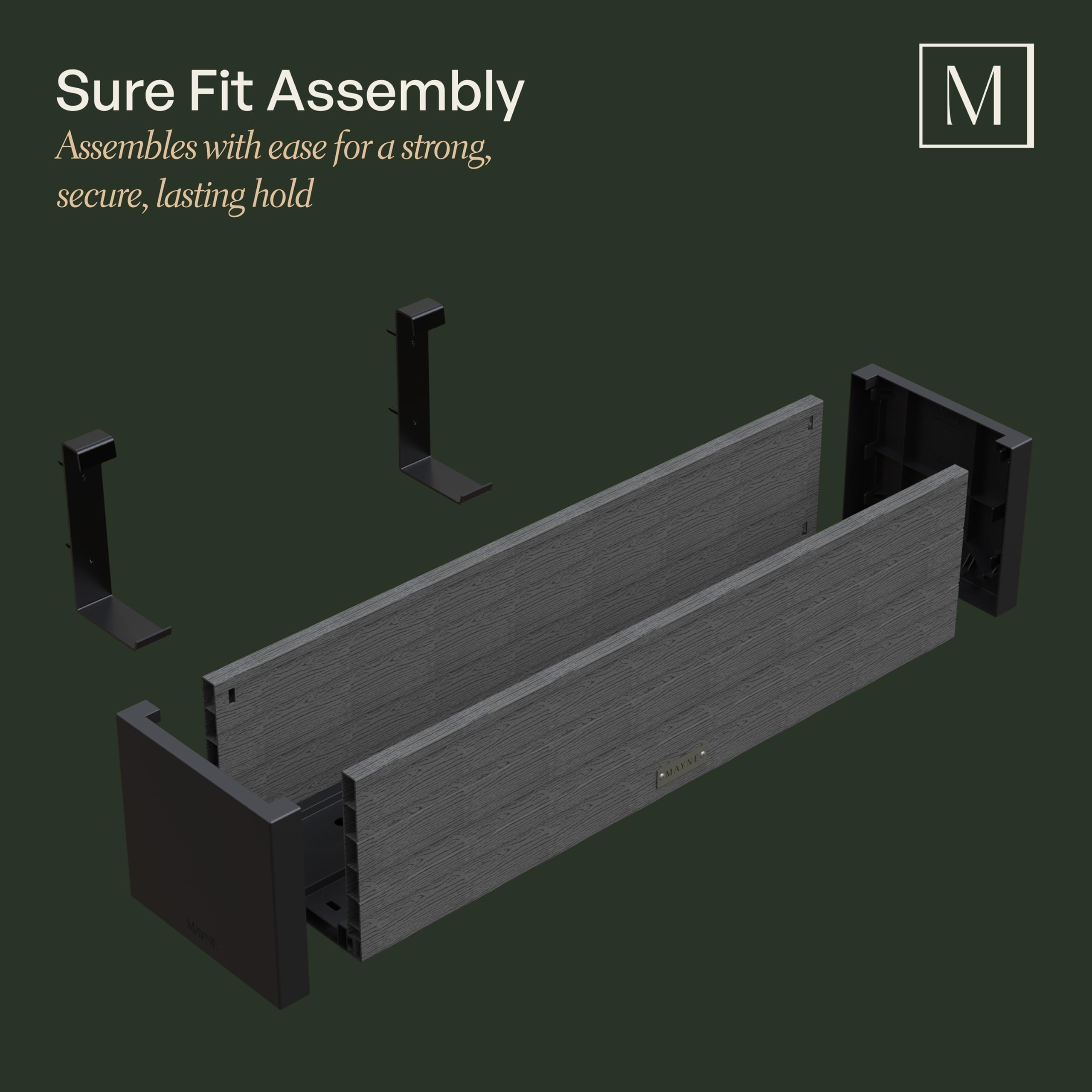 Mayne Horizon 4FT Window Box Planter – Modern Rectangular Faux Wood Grain Design for Windows, Durable All-Season Outdoor Flower Box with Drainage, Easy Installation - Image 9