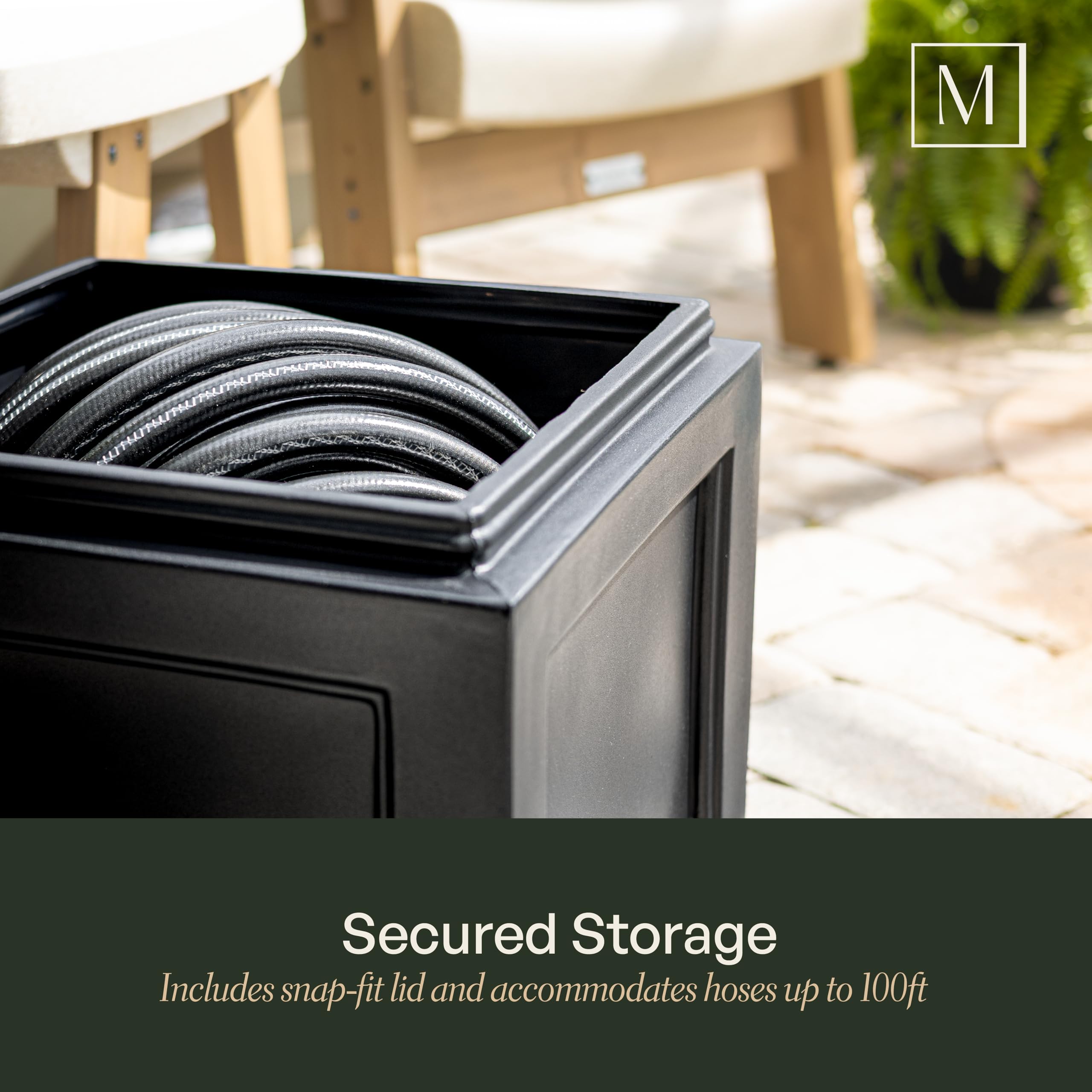 Mayne Inc 5858-W Fairfield Garden Hose White Storage Bin - Image 3