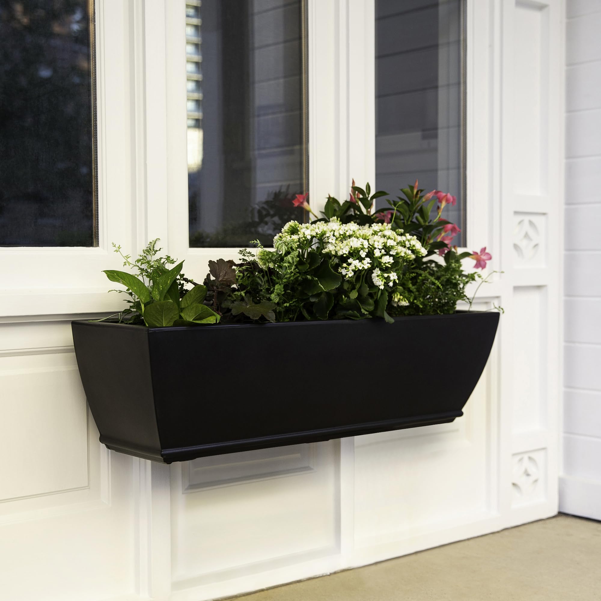 Mayne Inc. Acadia 3ft Window Box - Black - 36in L x 10.7in W x 10.1in H - Polyethylene Planter with Built-in Water Reservoir (5917-B) - Image 3