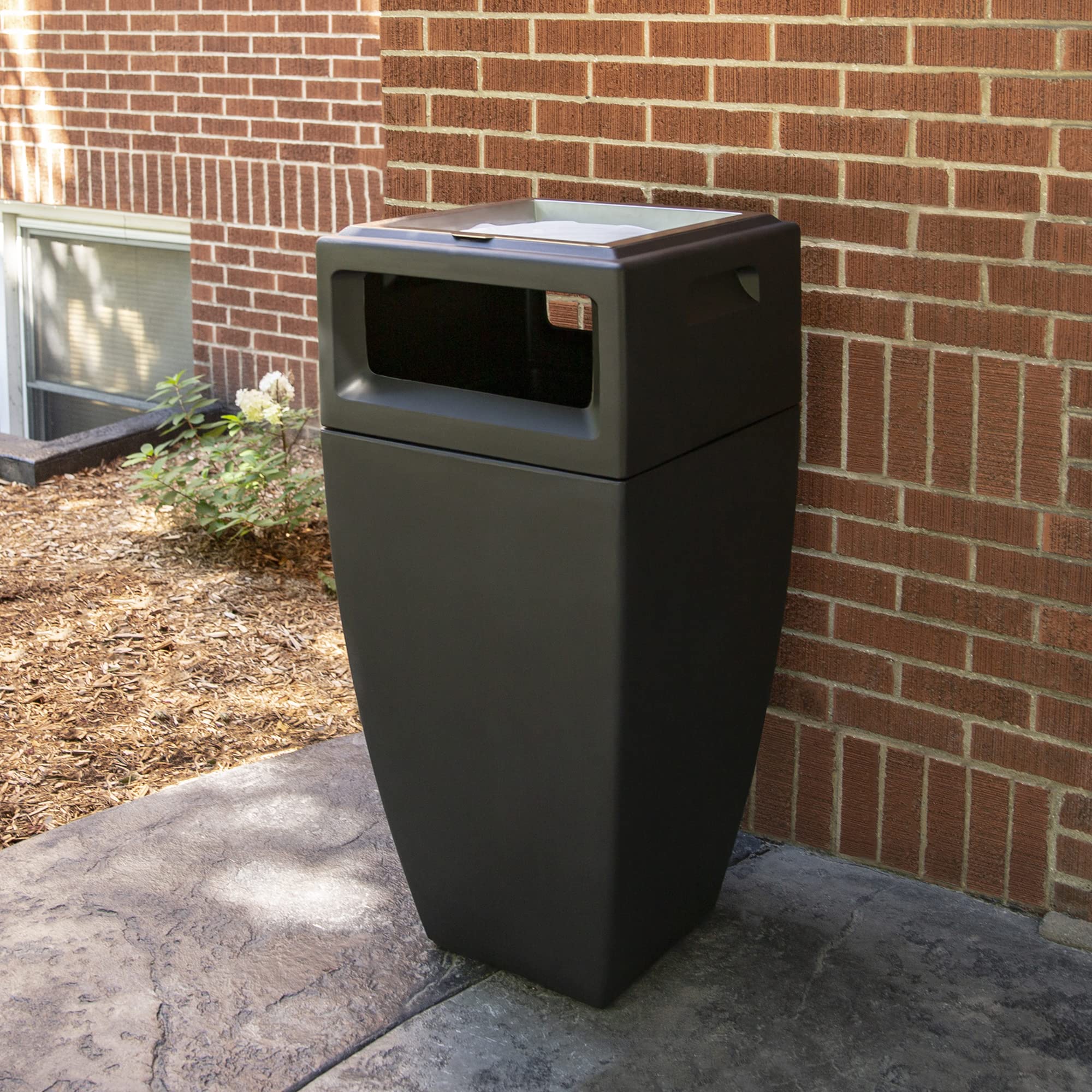 Mayne Kobi 43in Waste Bin w/Metal Ashtray Insert - Black - Removable Liner Included - Storage Capacity: 24 gallons (8842-B) - Image 4