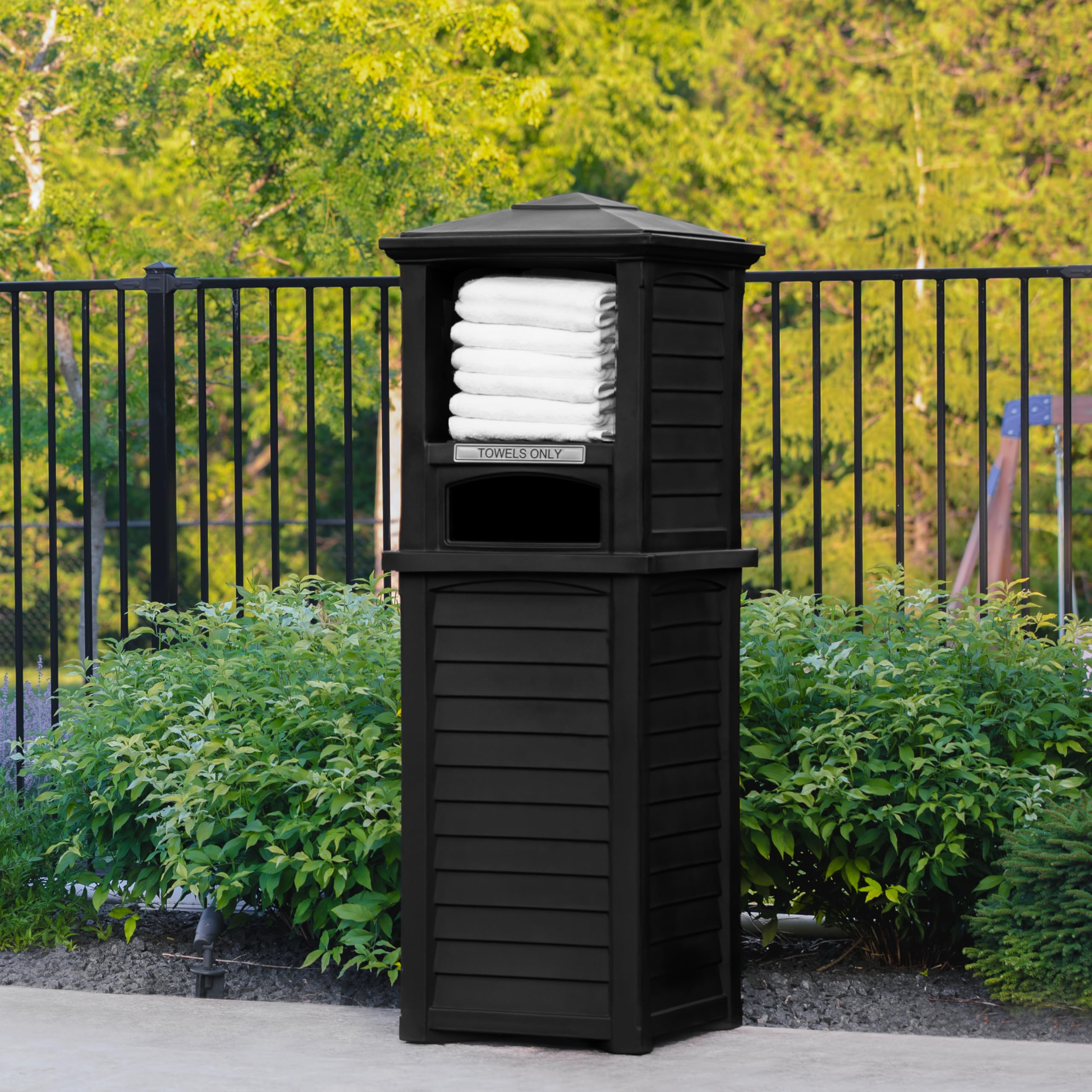 Mayne Lakeland 66in Tall Towel Valet - Black - Towel Capacity: 24 Hand Towels, 18 Swim Towels or 8 Bath Towels (8872-B) - Image 3