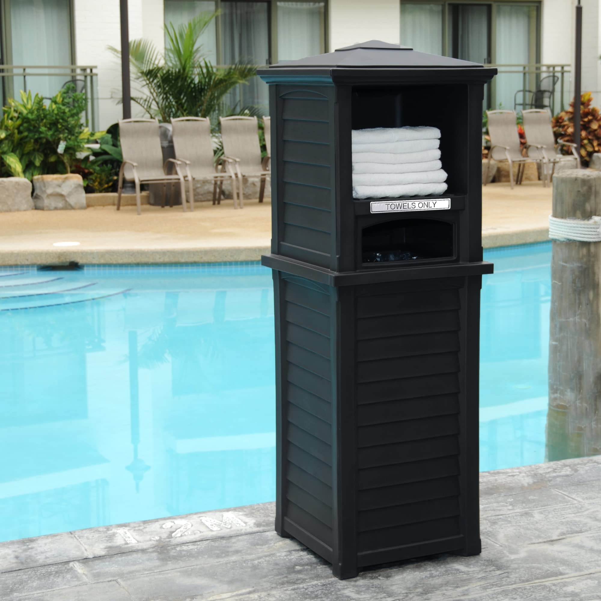 Mayne Lakeland 66in Tall Towel Valet - Black - Towel Capacity: 24 Hand Towels, 18 Swim Towels or 8 Bath Towels (8872-B) - Image 4