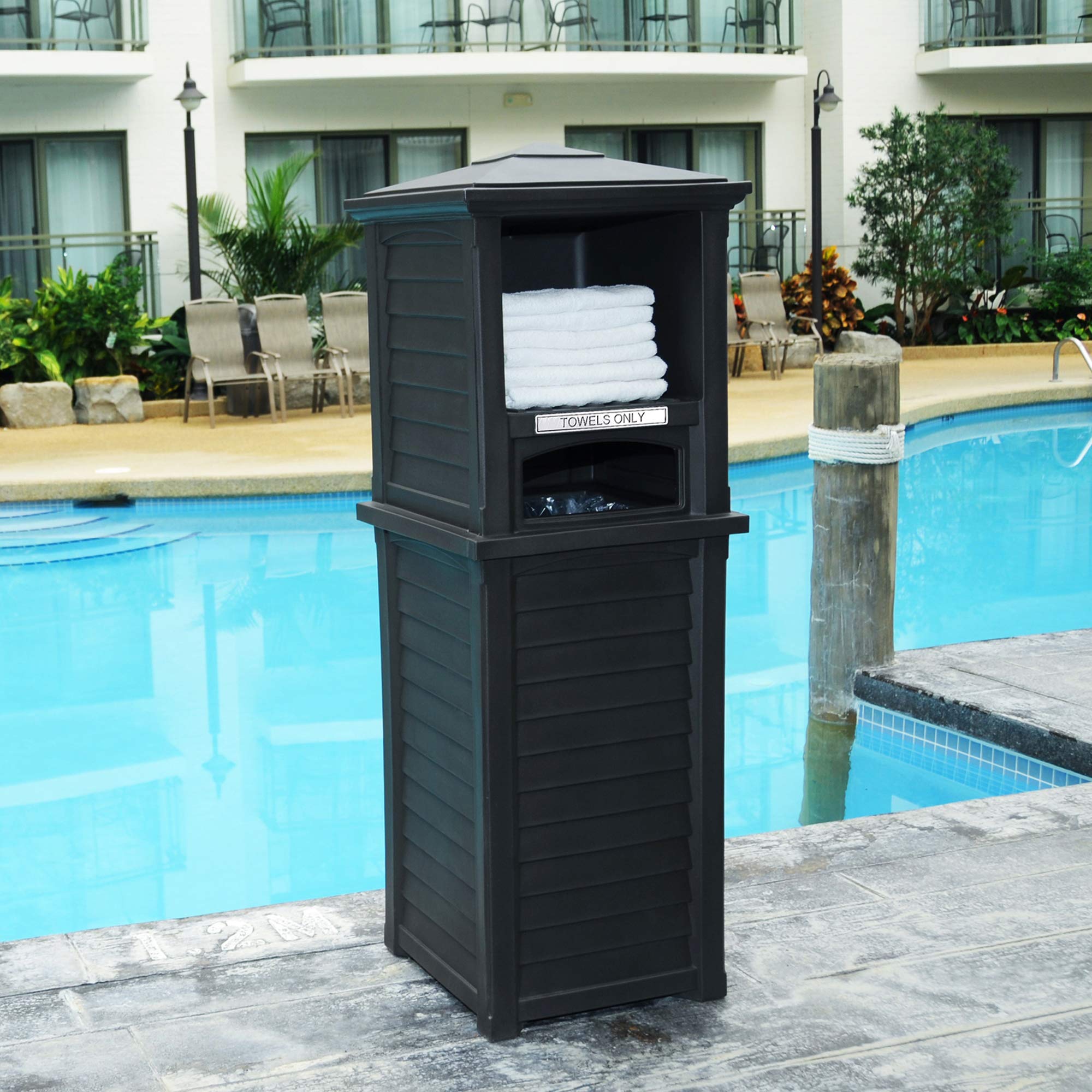 Mayne Lakeland 66in Tall Towel Valet - Black - Towel Capacity: 24 Hand Towels, 18 Swim Towels or 8 Bath Towels (8872-B) - Image 7