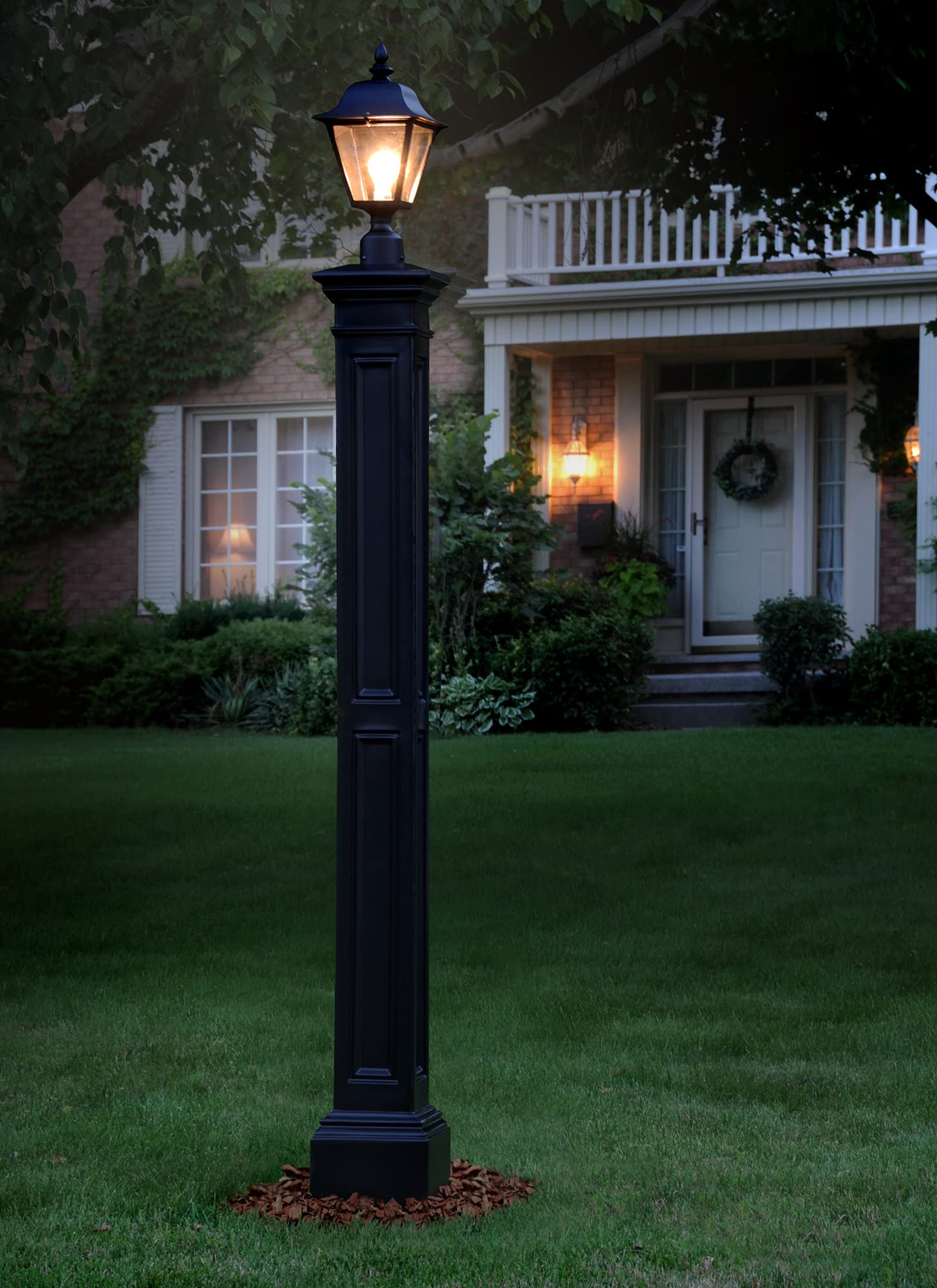 Mayne Liberty Lamp Post - No Mount - Black - 9.5in L x 9.5in W x 72in H - Fade Resistant - Polyethylene Lamp Post (5838-B) - Image 4