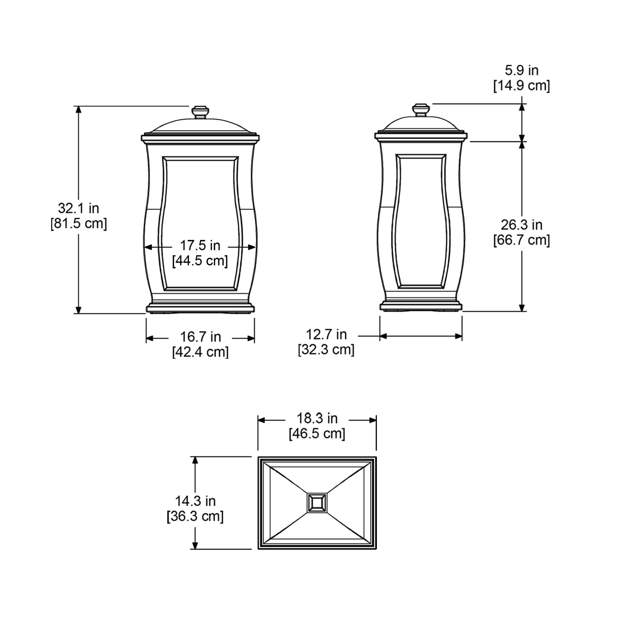 Mayne Mansfield Multi-Purpose Storage Bin - 20in x 20in x 38in - 45 Gallons of Storage Capacity - Polyethylene (5861-W) - Image 5