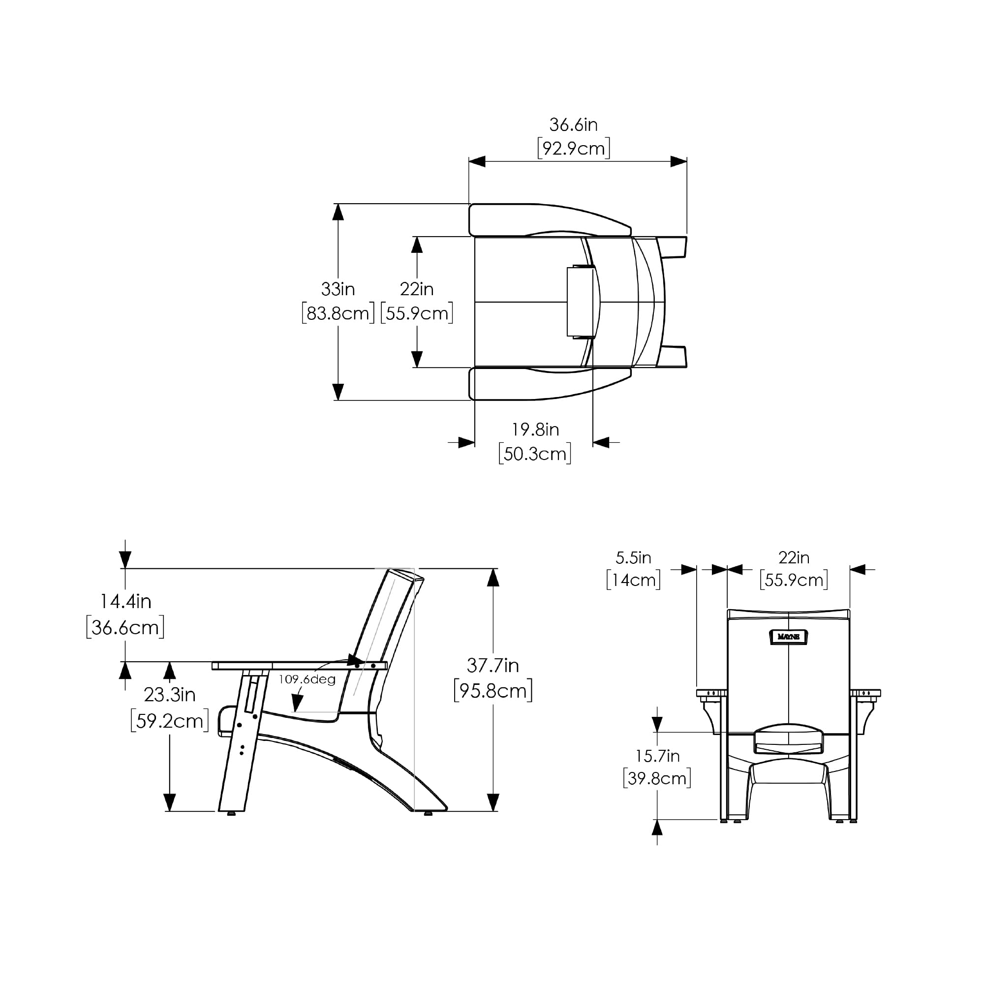Mayne Mesa Outdoor Furniture Oversized Chair - Modern Patio Furniture with Built-in UV Inhibitors, Climates, Easy Assembly, Spacious Design, Supports Up to 350lbs - Image 3