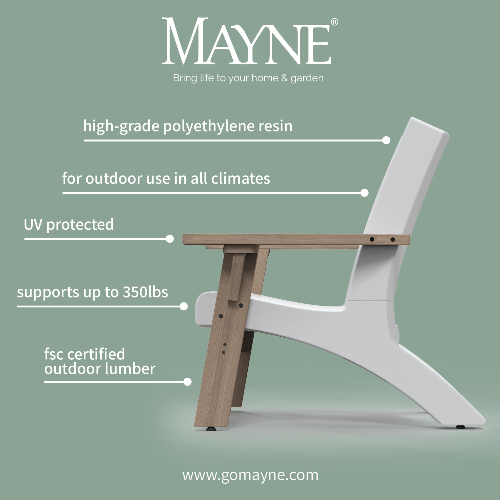 Mayne Mesa Outdoor Furniture Oversized Chair - Modern Patio Furniture with Built-in UV Inhibitors, Climates, Easy Assembly, Spacious Design, Supports Up to 350lbs - Image 9