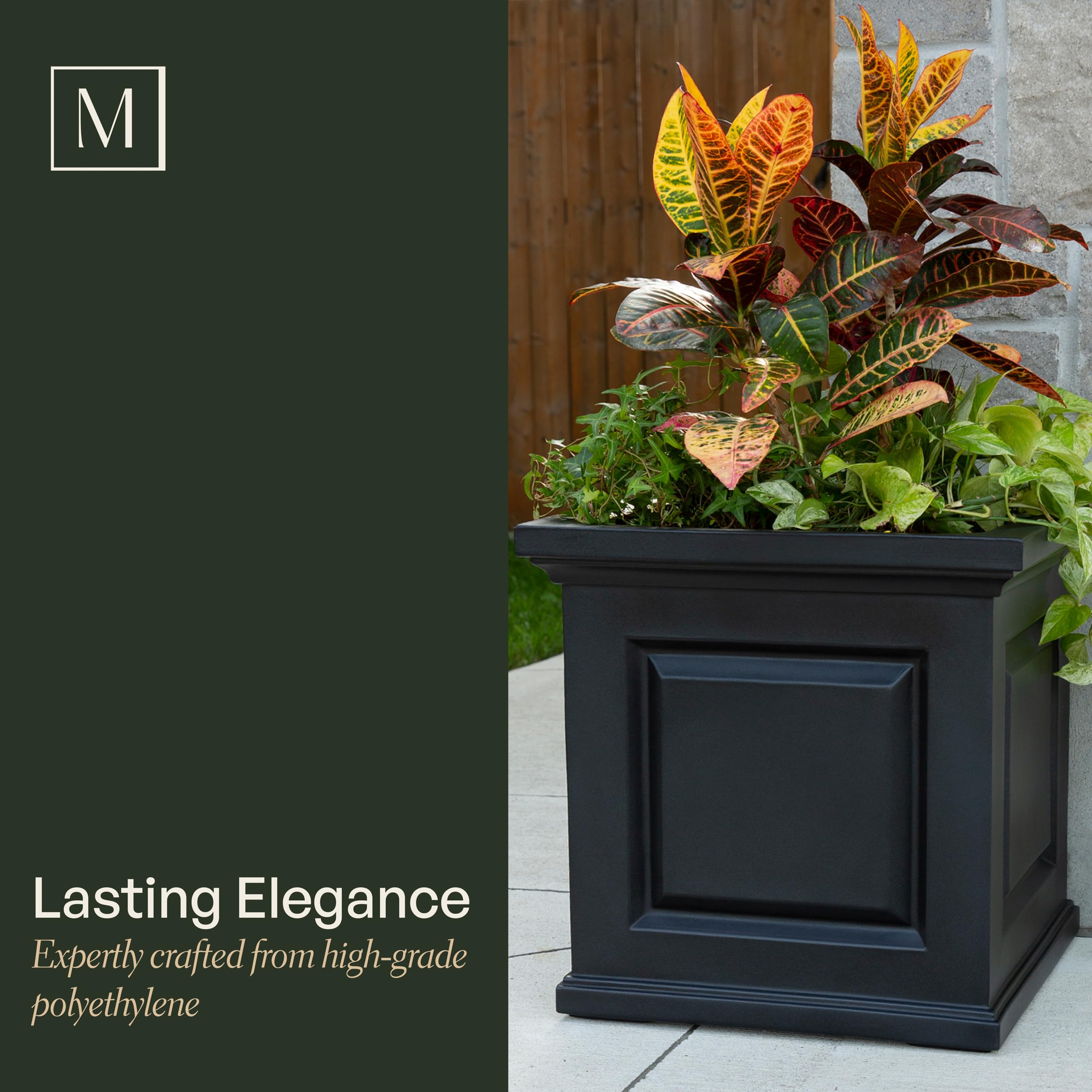 Mayne Nantucket 20-Inch Square Planter – Self-Watering, Weather-Resistant Planter for Flowers – Durable Outdoor Design for Patio, Porch, or Entryway - Image 3