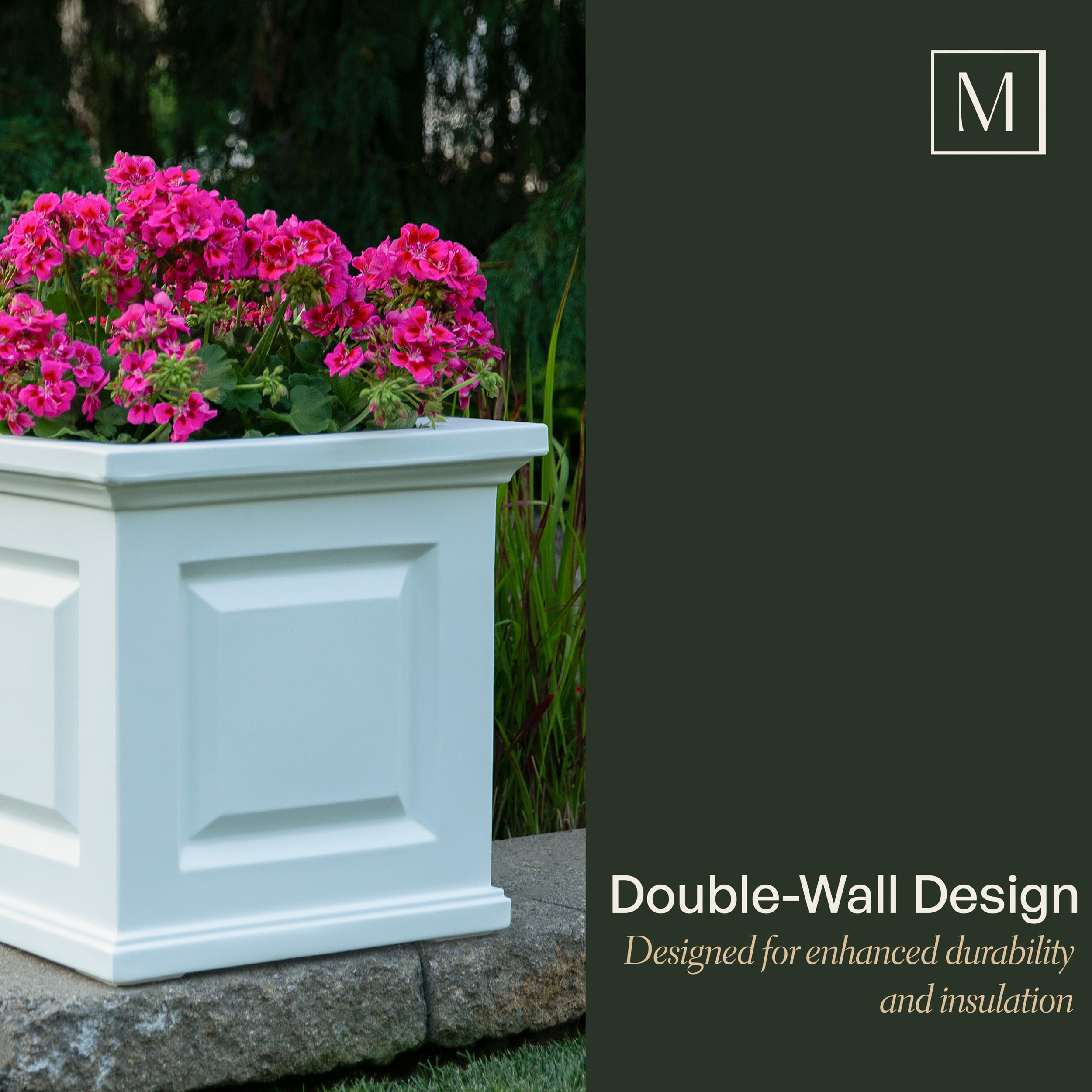 Mayne Nantucket 20-Inch Square Planter – Self-Watering, Weather-Resistant Planter for Flowers – Durable Outdoor Design for Patio, Porch, or Entryway - Image 5