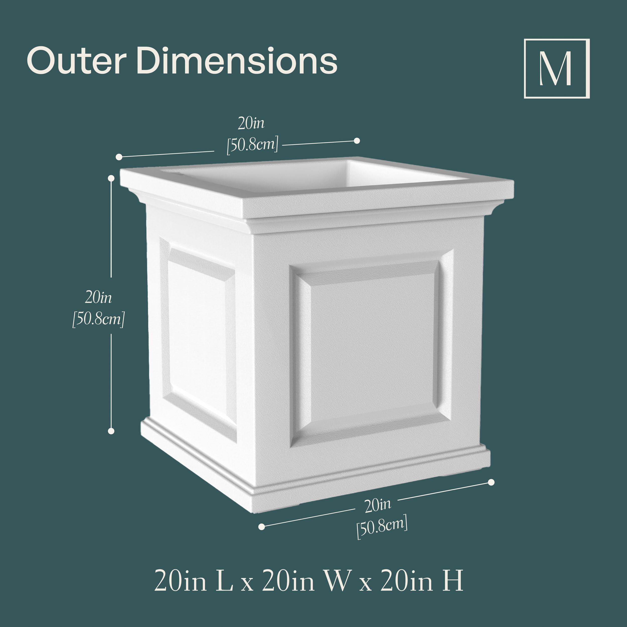 Mayne Nantucket 20-Inch Square Planter – Self-Watering, Weather-Resistant Planter for Flowers – Durable Outdoor Design for Patio, Porch, or Entryway - Image 6