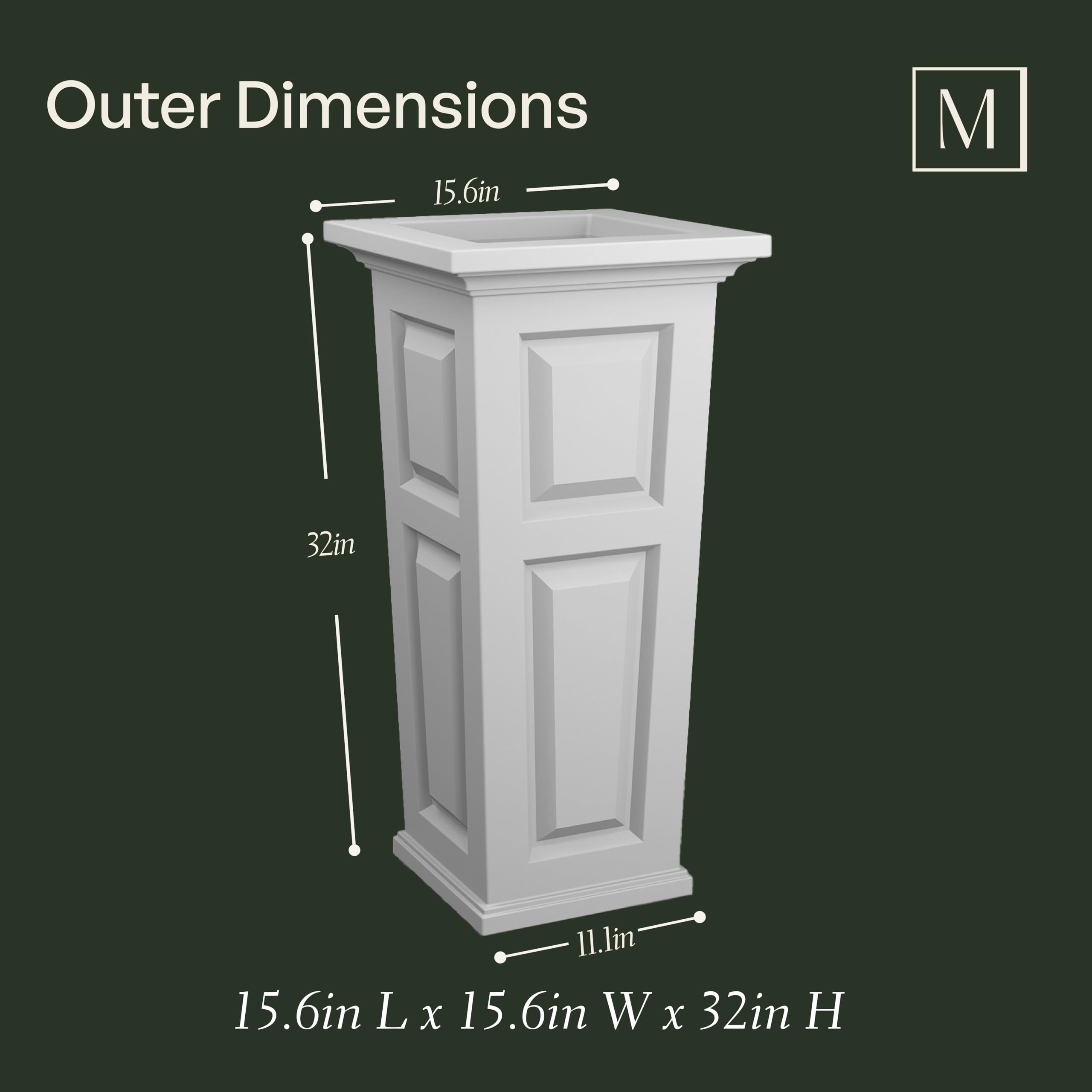 Mayne Nantucket 32-Inch Tall Planter – Self-Watering, Weather-Resistant Planter for Flowers – Durable Outdoor Design for Patio, Porch, or Entryway - Image 6