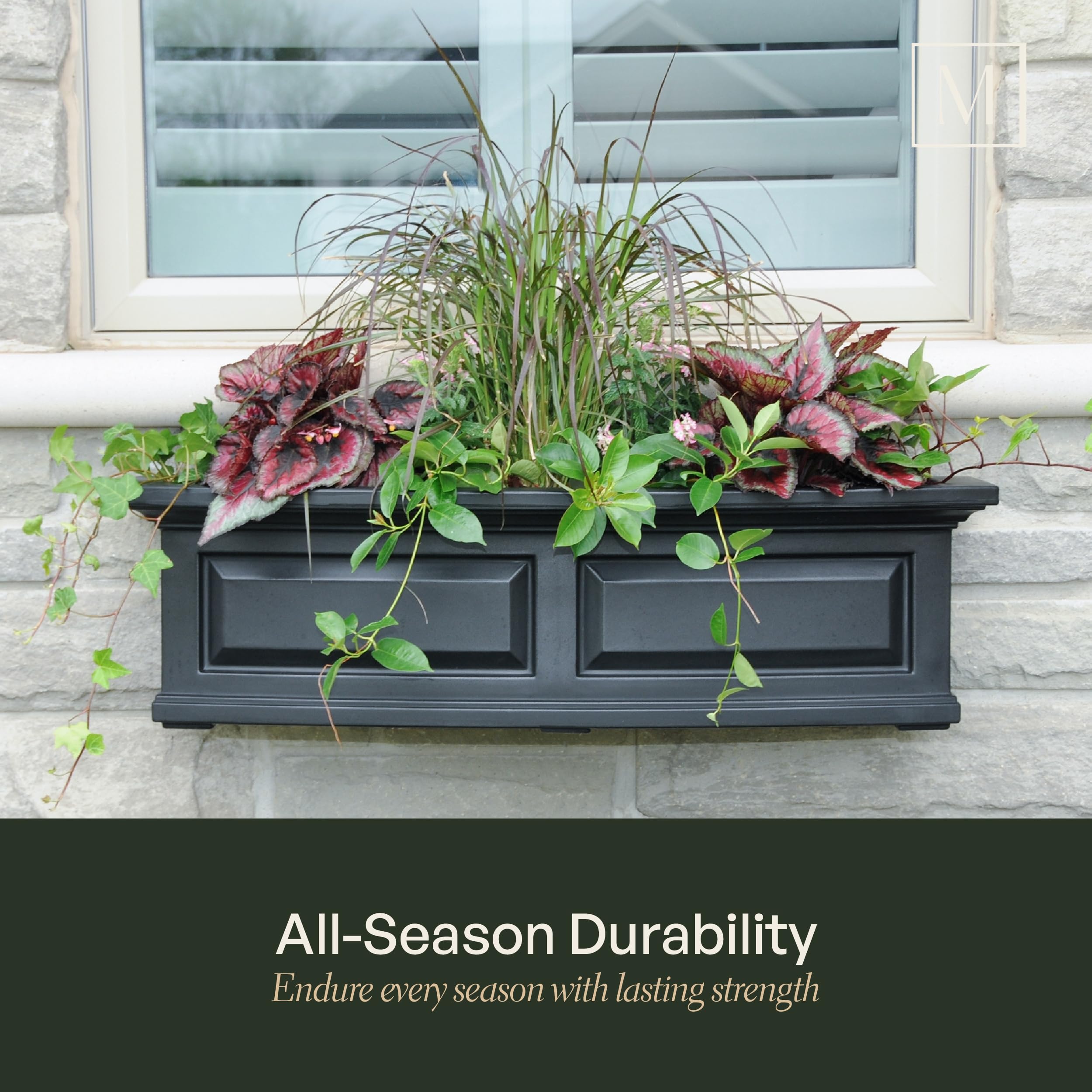 Mayne Nantucket 4-Foot Window Box – Self-Watering, Weather-Resistant Planter for Flowers – Durable Design for Outdoor Use, Perfect for Windows - Image 4