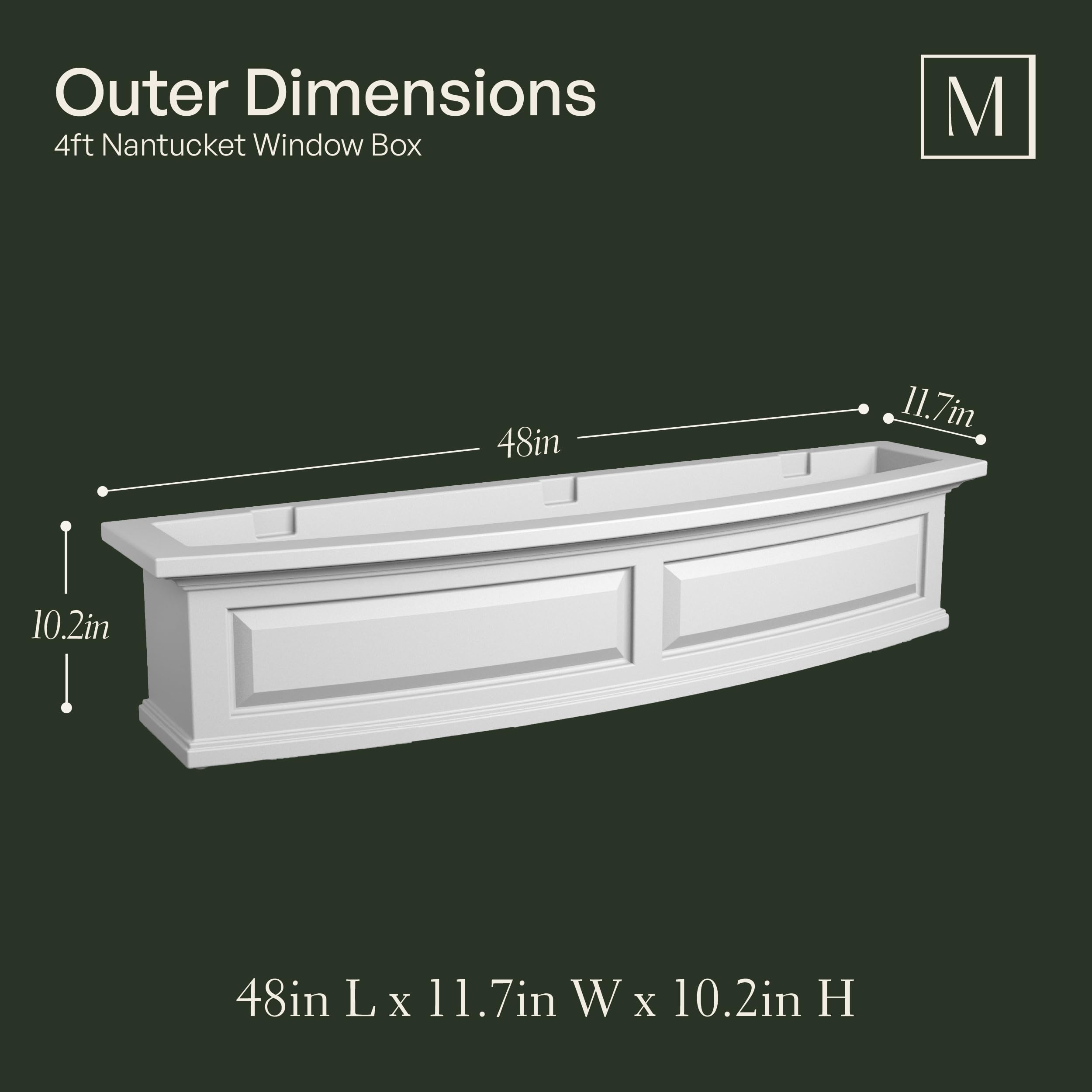 Mayne Nantucket 4-Foot Window Box – Self-Watering, Weather-Resistant Planter for Flowers – Durable Design for Outdoor Use, Perfect for Windows - Image 6