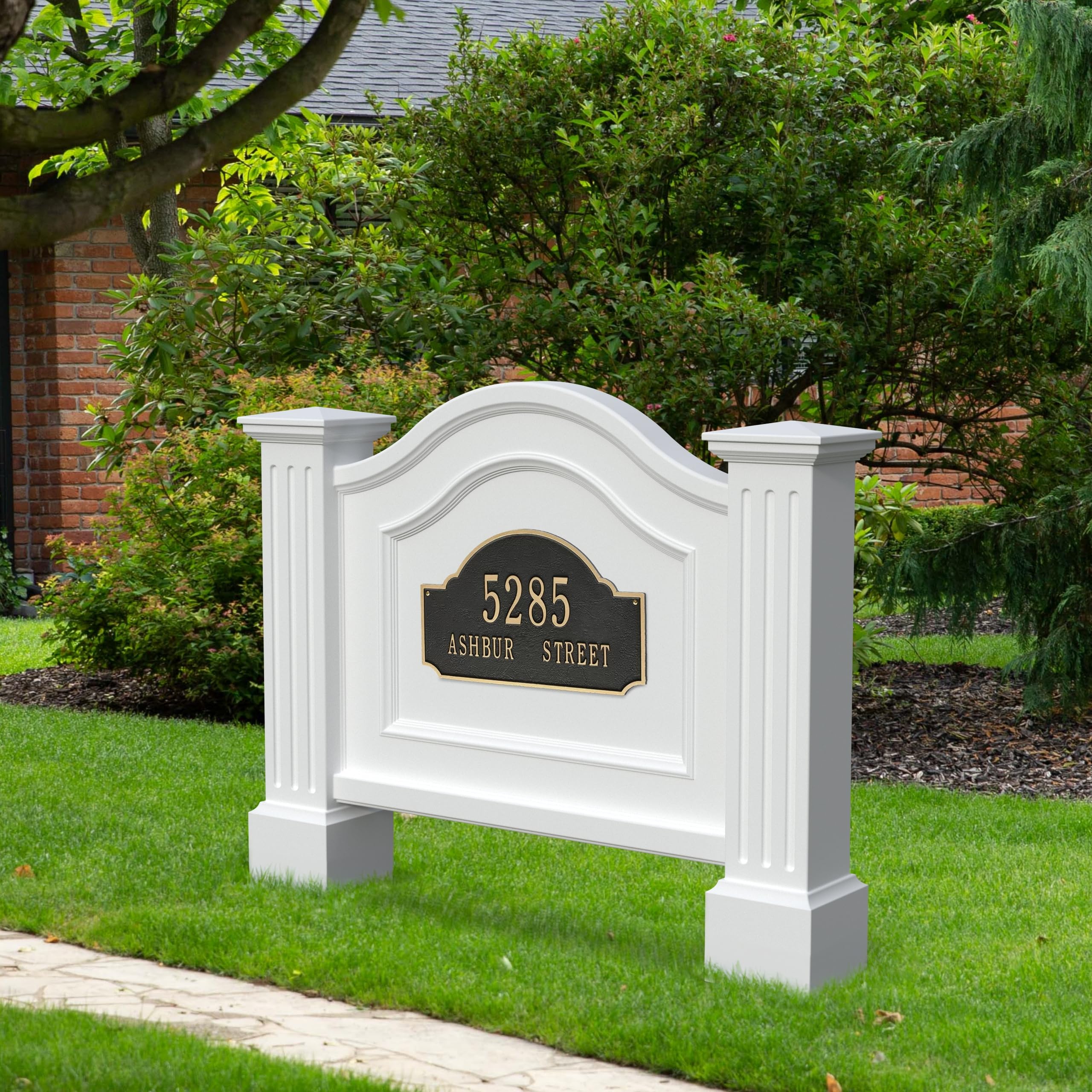 Mayne Nantucket Address Sign - White - 7in x 40in x 31.5in - Polyethylene Address Sign with 15 Year Warranty (5820-W) - Image 3