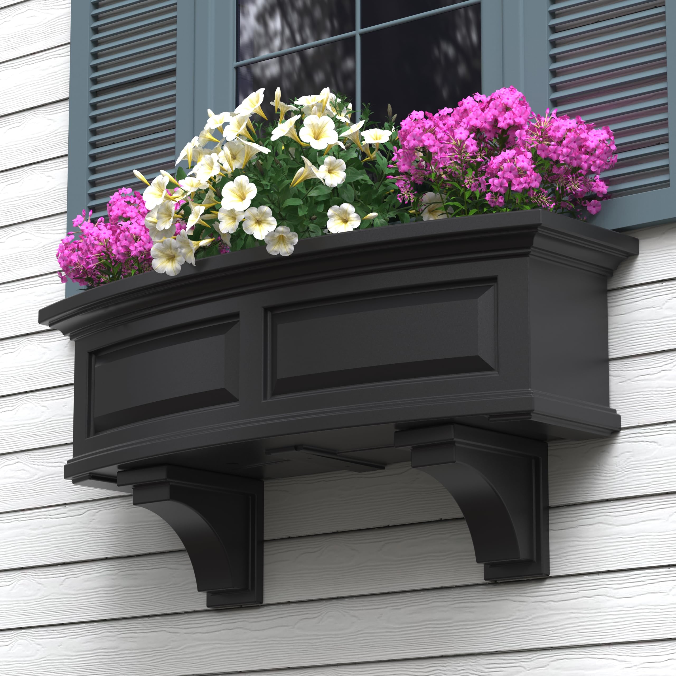 Mayne Nantucket Decorative Brackets (2-Pack) Compatible with Mayne Nantucket Window Boxes Only – Classic Outdoor Accent for Window Box Support - Black - Image 3