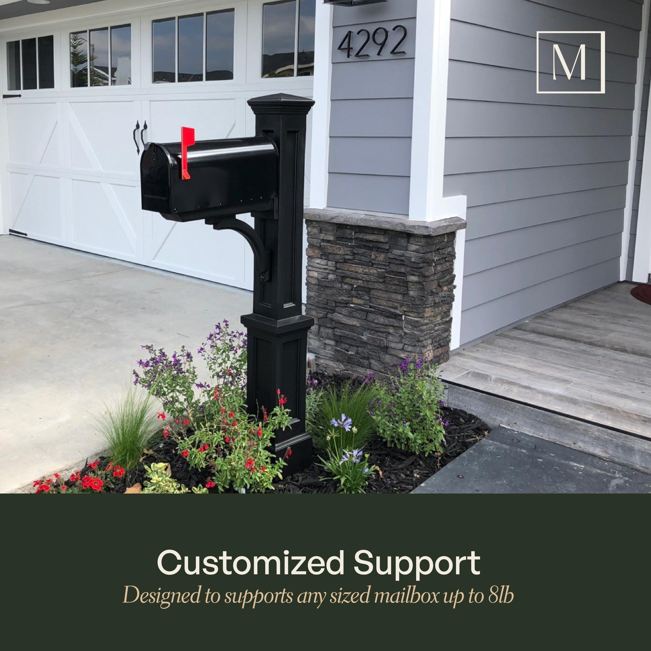 Mayne Newport Plus Mailbox Post with Standard Arm – Weather-Resistant, Durable Classic Design – Easy-to-Install Outdoor Mailbox Post - Image 3