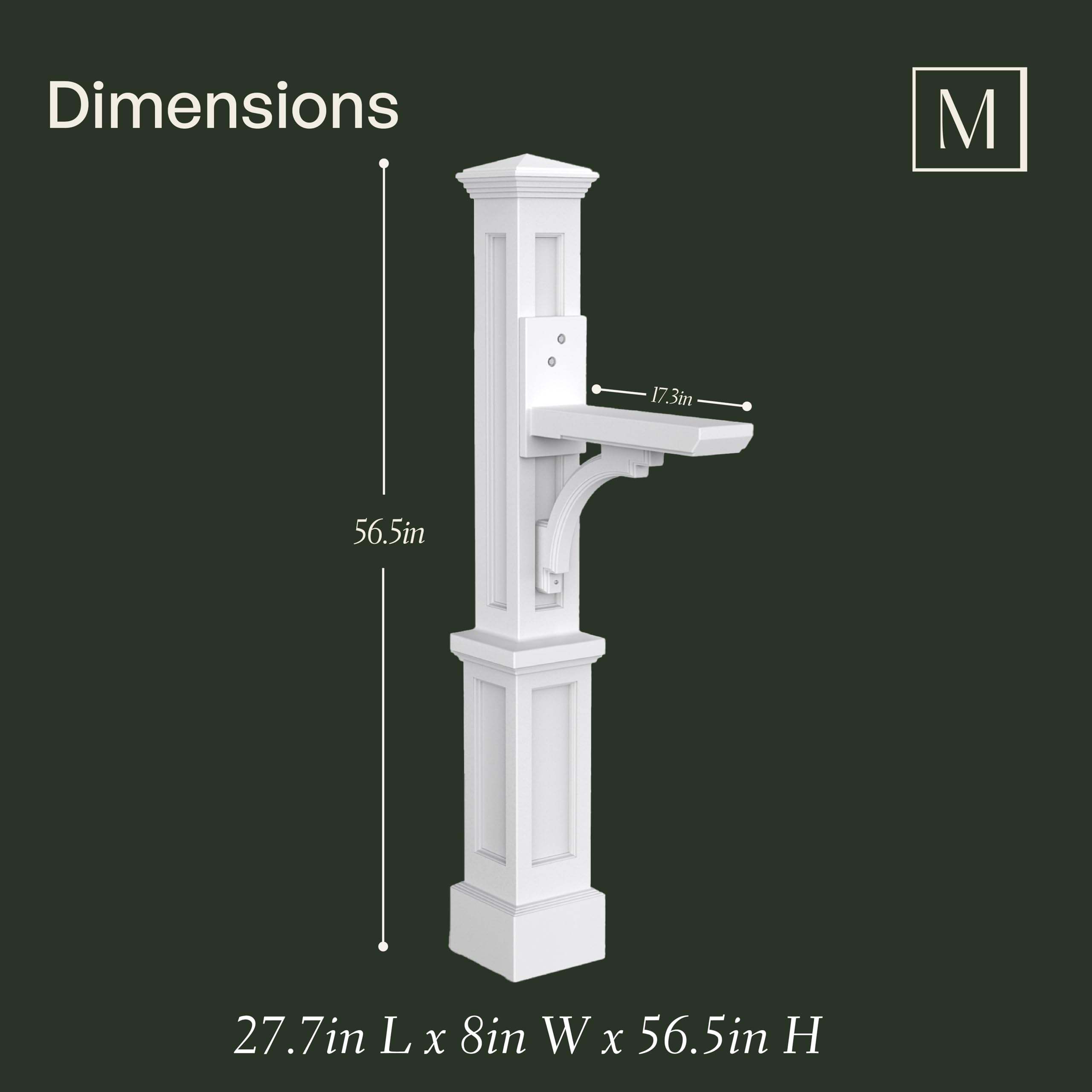 Mayne Newport Plus Mailbox Post with Standard Arm – Weather-Resistant, Durable Classic Design – Easy-to-Install Outdoor Mailbox Post - Image 5
