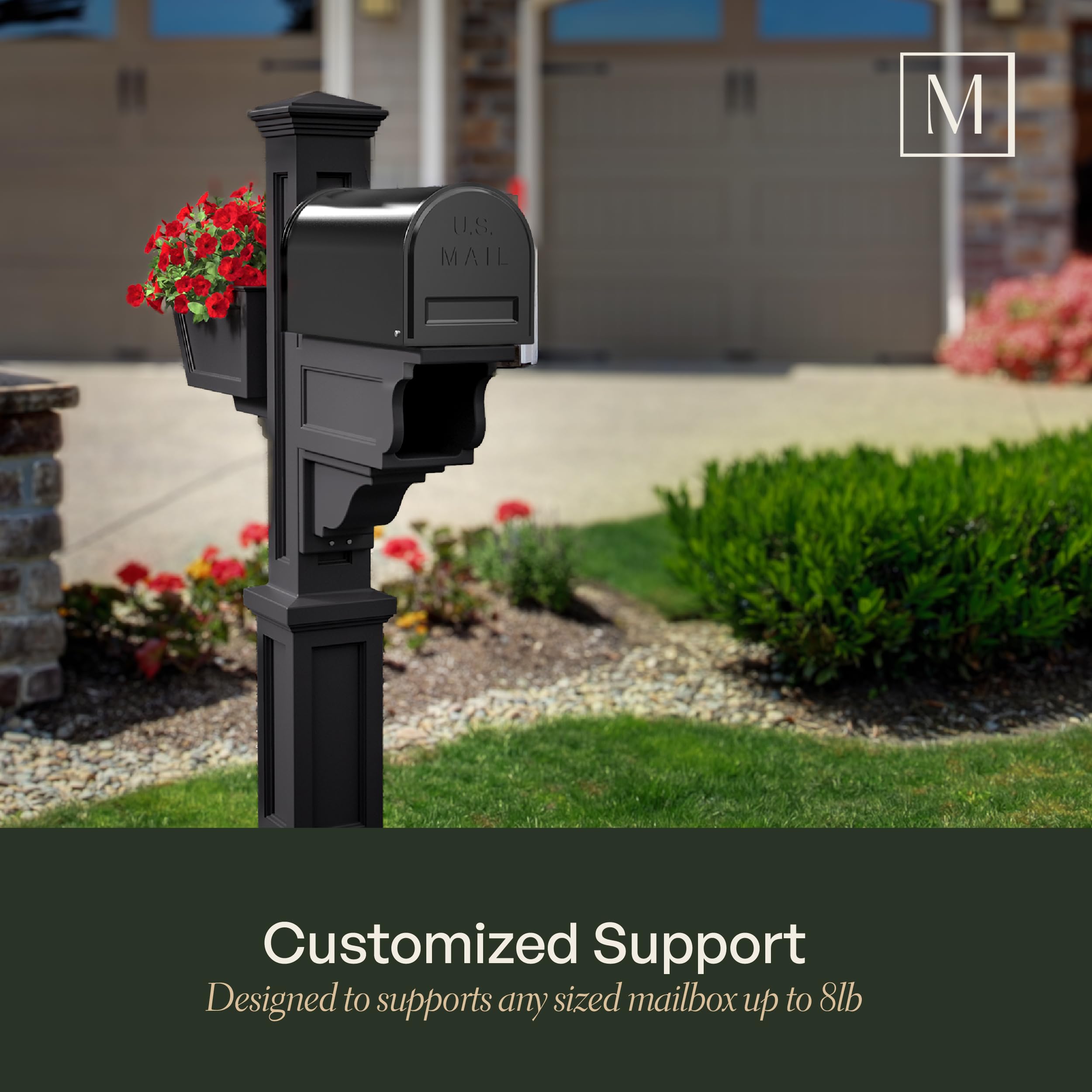 Mayne Signature Plus Mailbox Post with Newspaper Slot and Planter – Weather-Resistant, Durable Classic Design – Easy-to-Install Outdoor Mailbox Post - Image 3