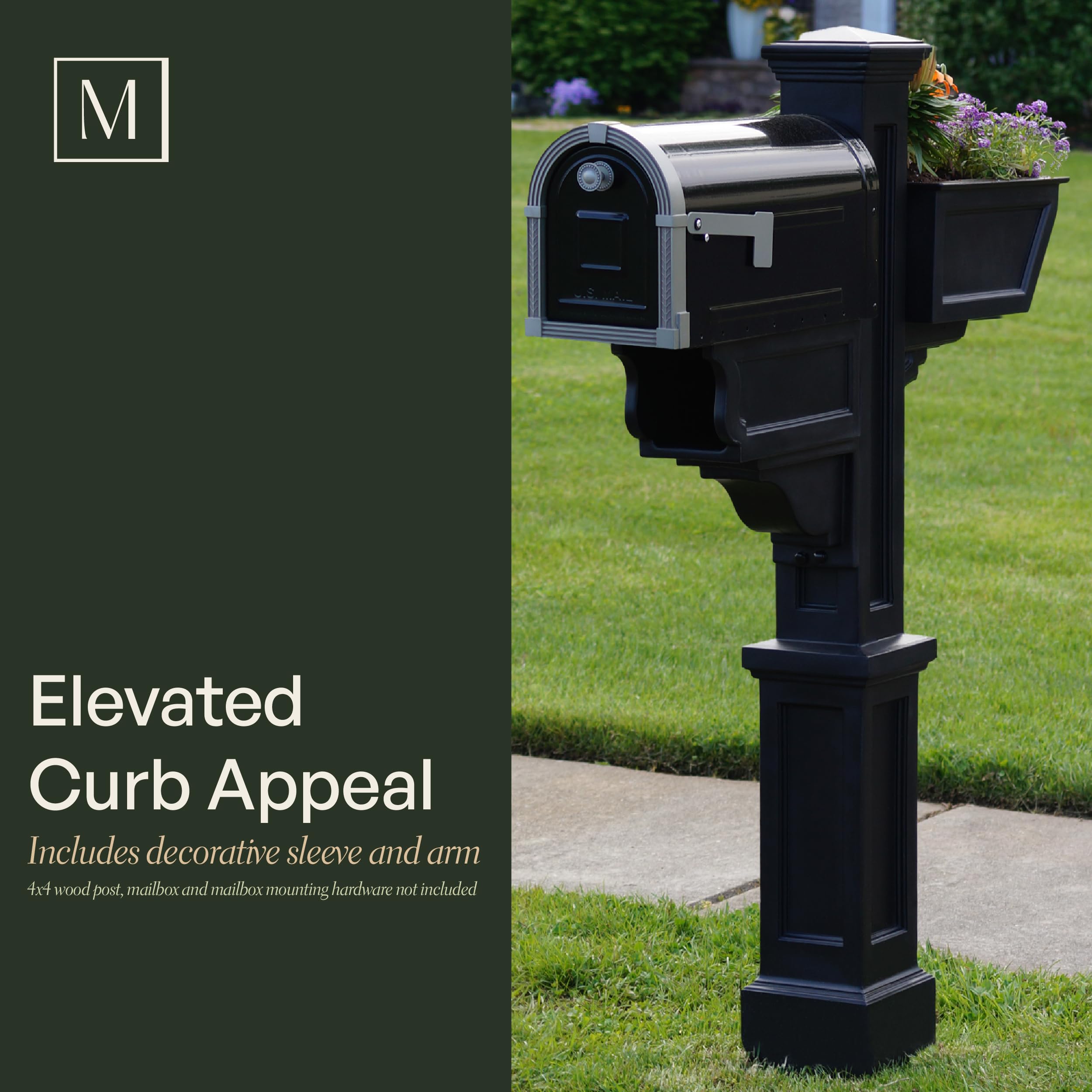 Mayne Signature Plus Mailbox Post with Newspaper Slot and Planter – Weather-Resistant, Durable Classic Design – Easy-to-Install Outdoor Mailbox Post - Image 4