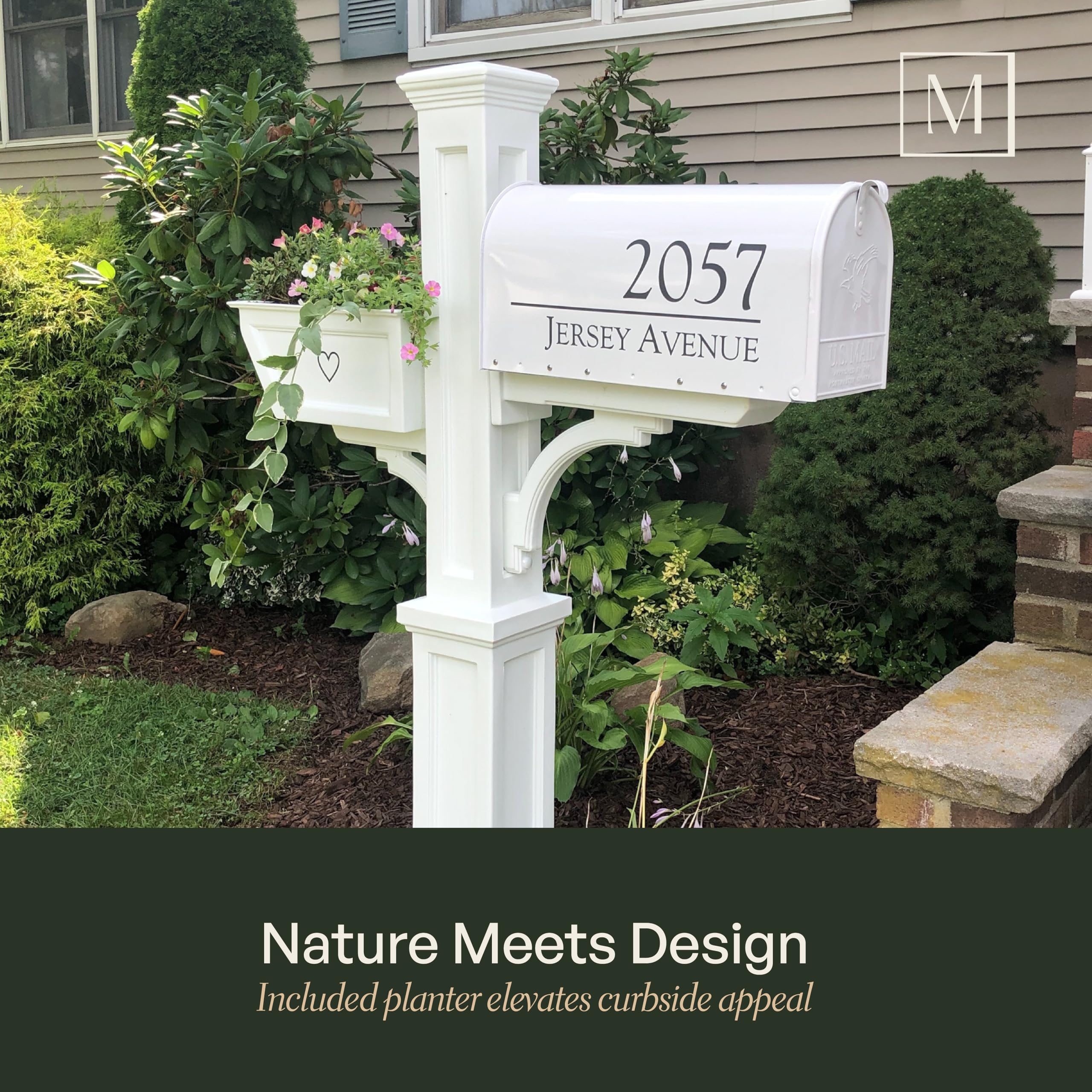 Mayne Westbrook Mailbox Post with Standard Arm and Planter – Weather-Resistant, Durable Classic Design – Easy-to-Install Outdoor Mailbox Post - Image 4