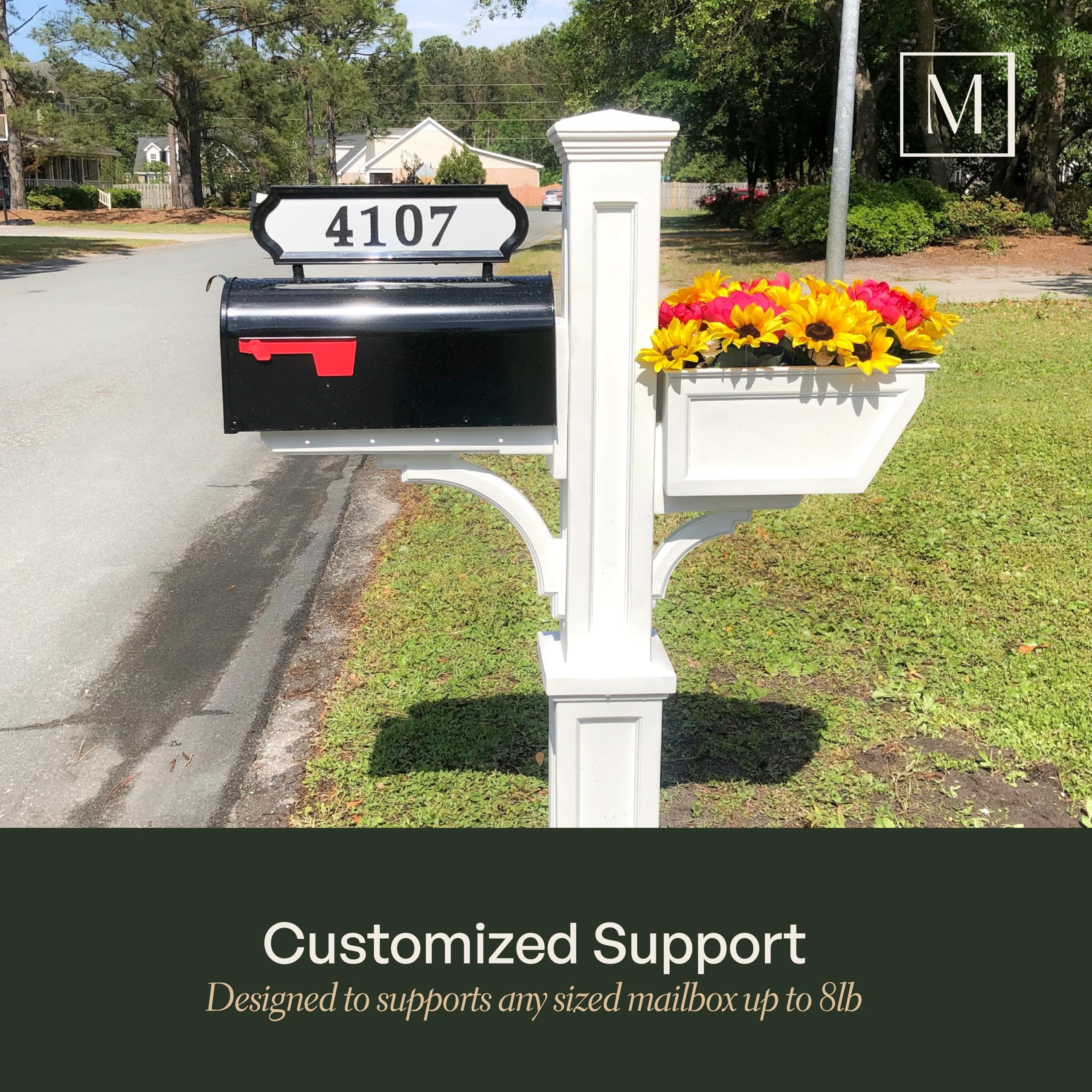 Mayne Westbrook Mailbox Post with Standard Arm and Planter – Weather-Resistant, Durable Classic Design – Easy-to-Install Outdoor Mailbox Post - Image 5