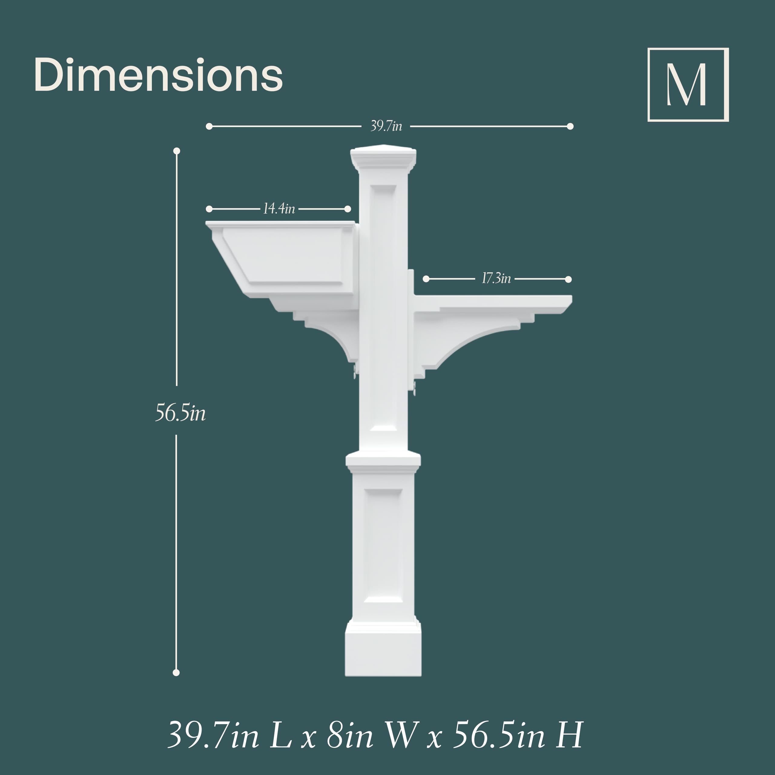 Mayne Westbrook Mailbox Post with Standard Arm and Planter – Weather-Resistant, Durable Classic Design – Easy-to-Install Outdoor Mailbox Post - Image 7